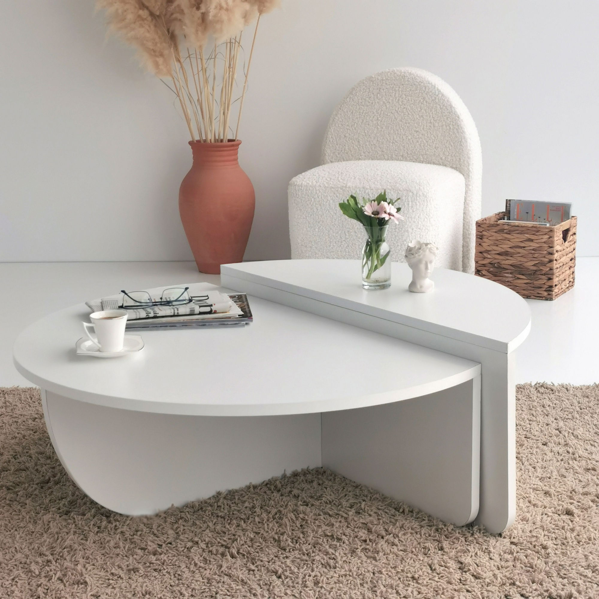 Masuta de cafea, Hanah Home, pal melaminat, alb, 90x60x30 cm
