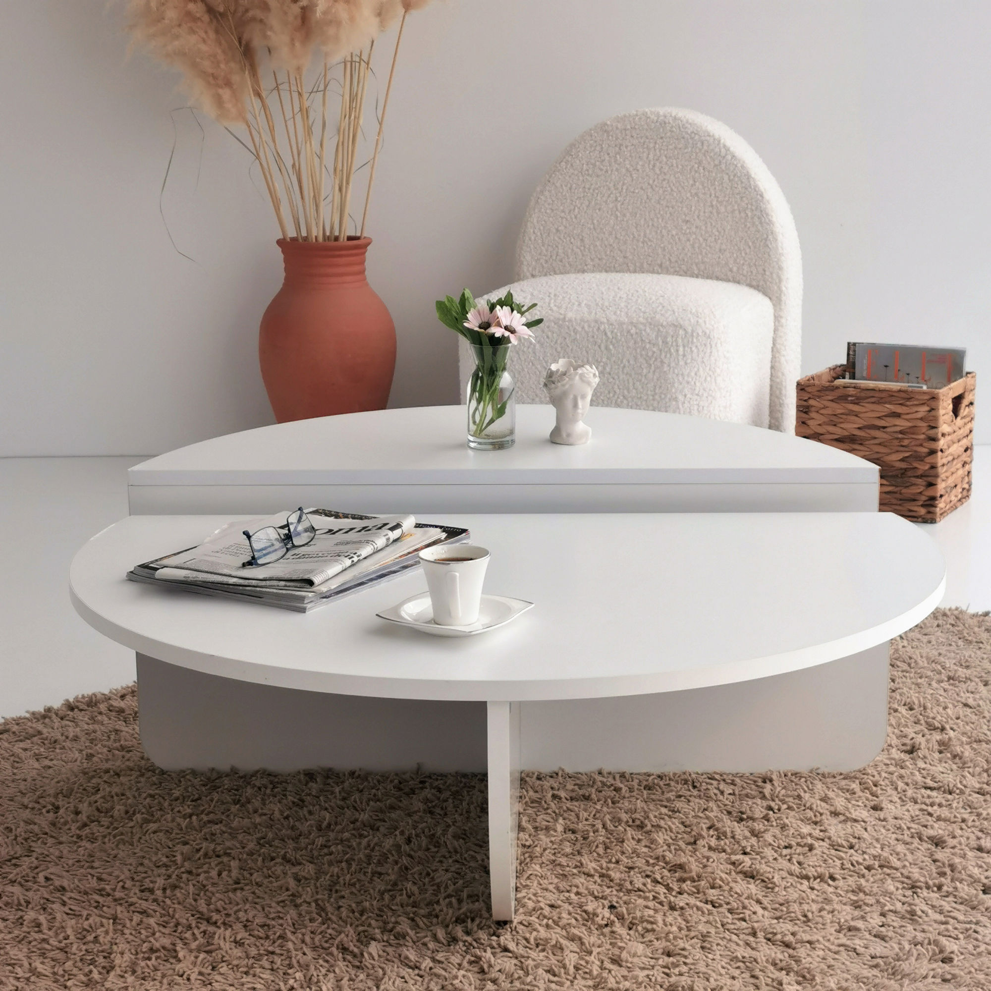Masuta de cafea, Hanah Home, pal melaminat, alb, 90x60x30 cm — imaginea 4