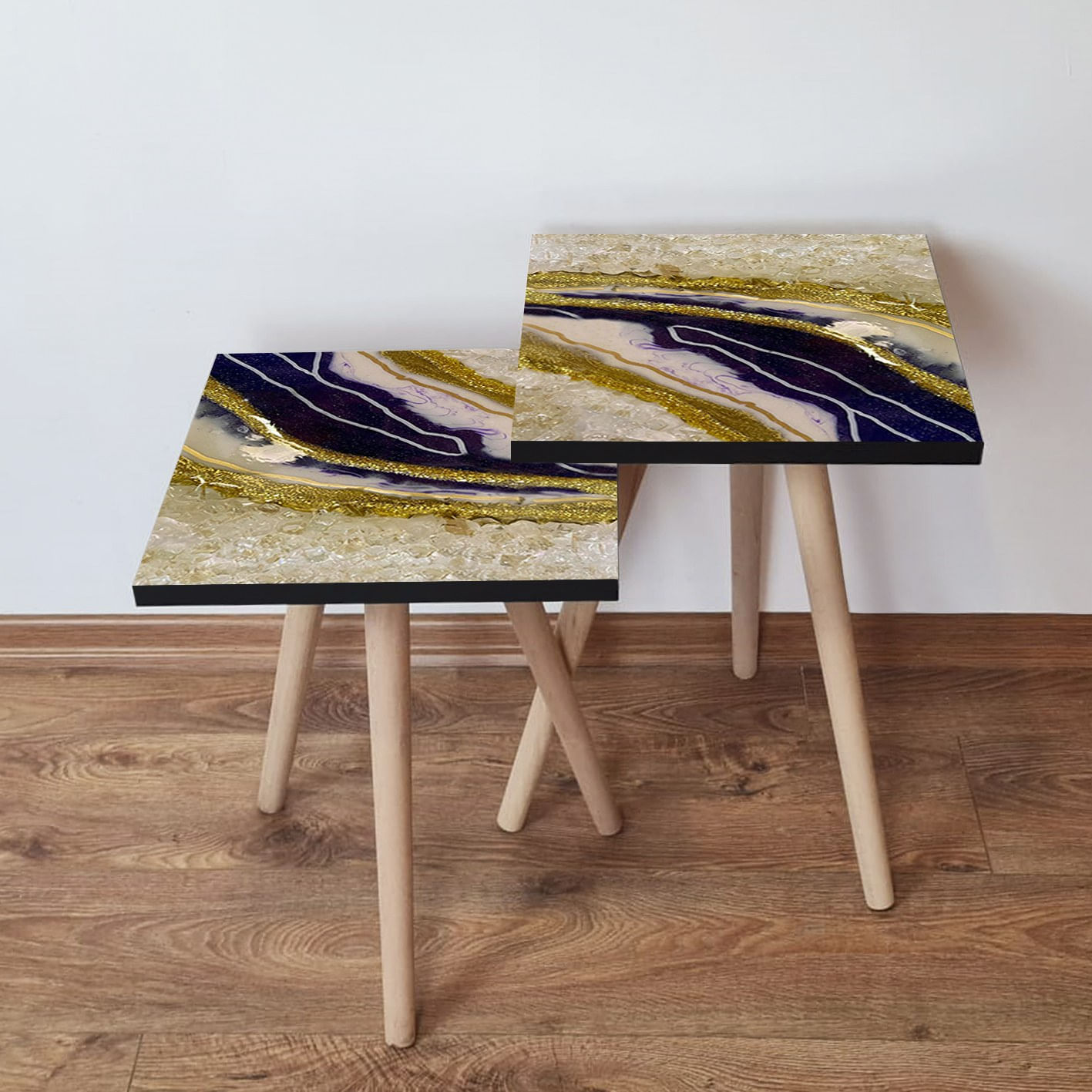 Set masute de cafea, Hanah Home, mdf, multicolor, 35x35x47 cm, 481LNA2330