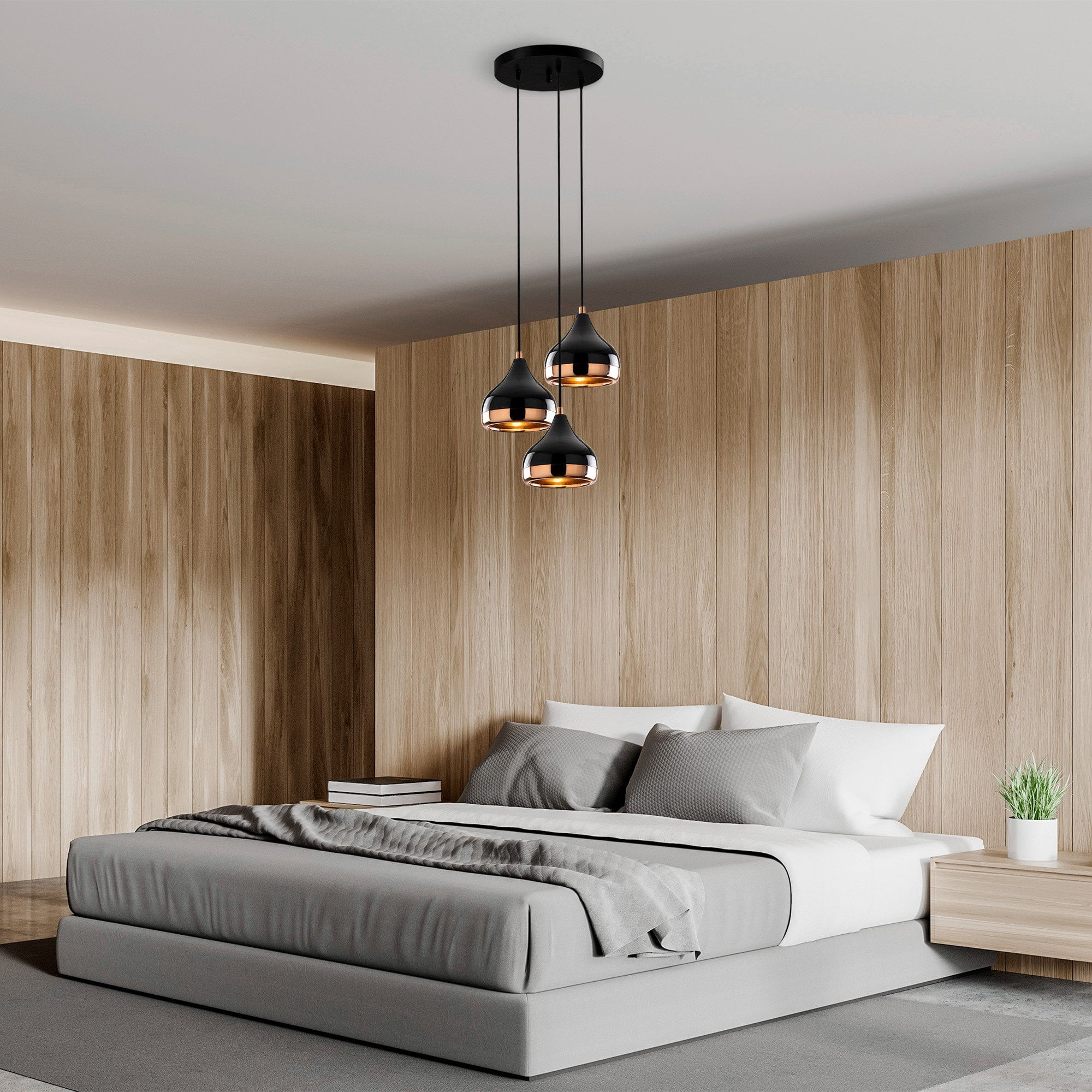 Lustra, Opviq, metal, negru cupru, diametru 37 cm, inaltime 111 cm - 2 | YEO