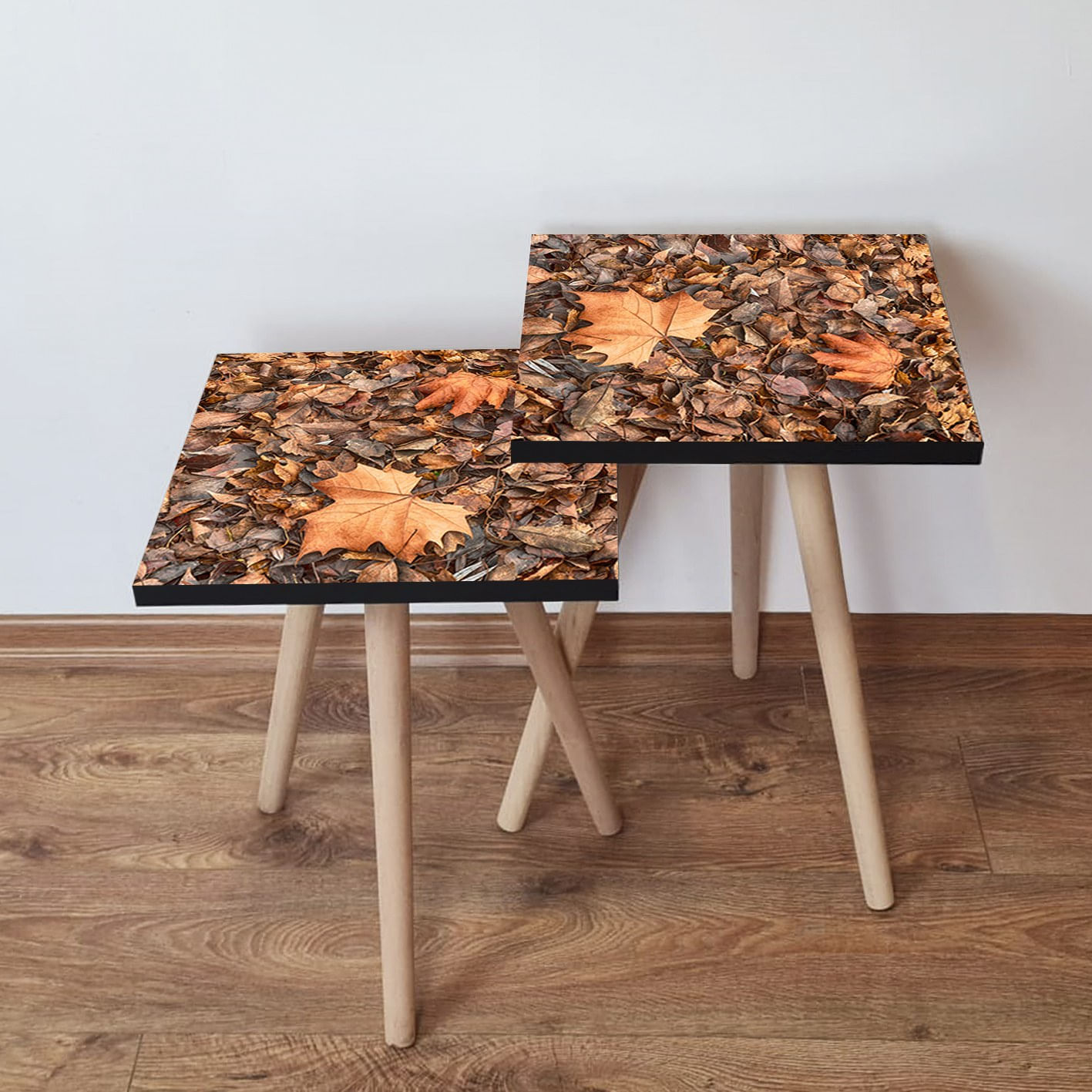 Set masute de cafea, Hanah Home, mdf, camel maro portocaliu, 35x47x35 cm, 35x42x35 cm