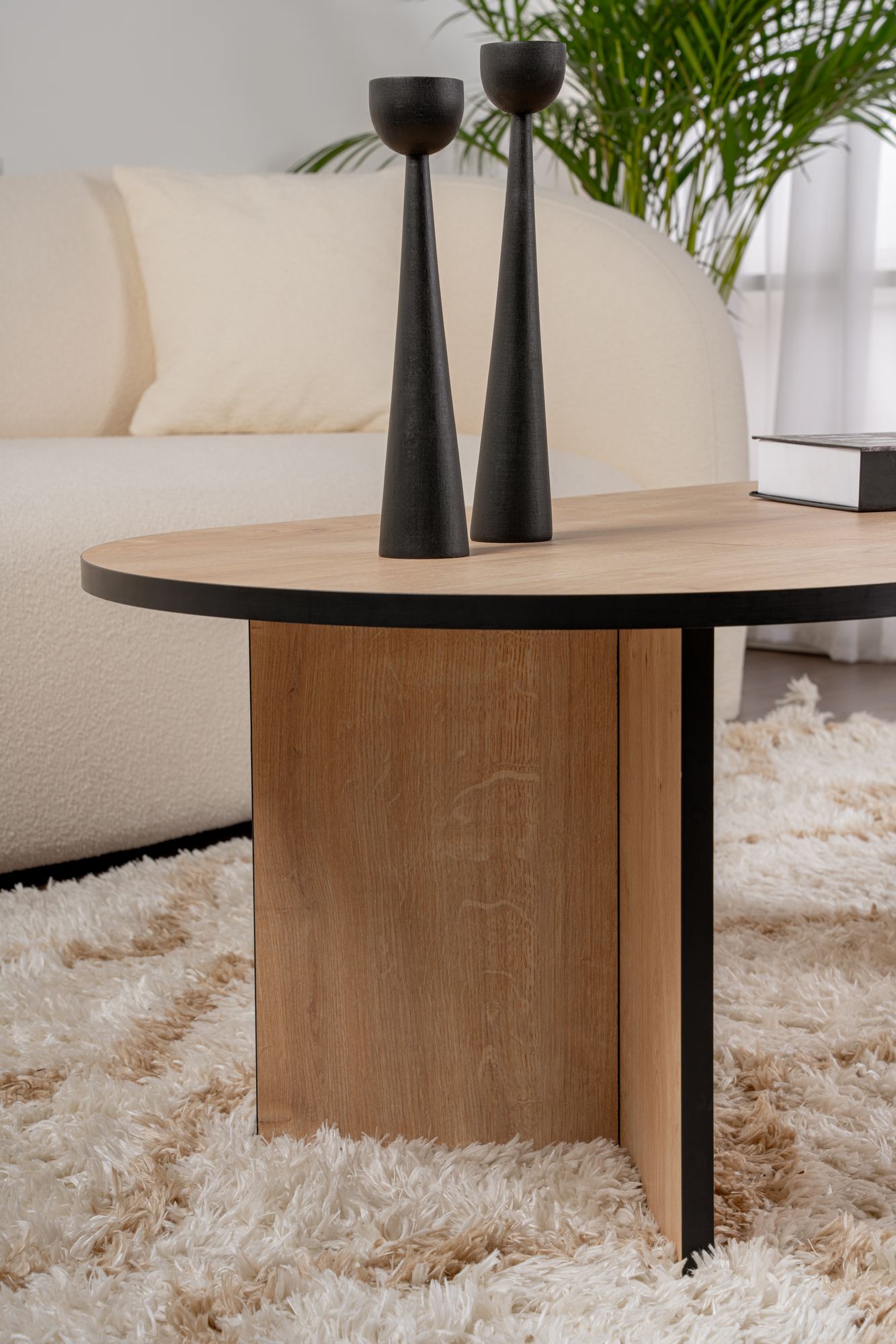 Masa de cafea, Hanah Home, pal melaminat, stejar safir si negru, 119x60x40 cm — imaginea 7