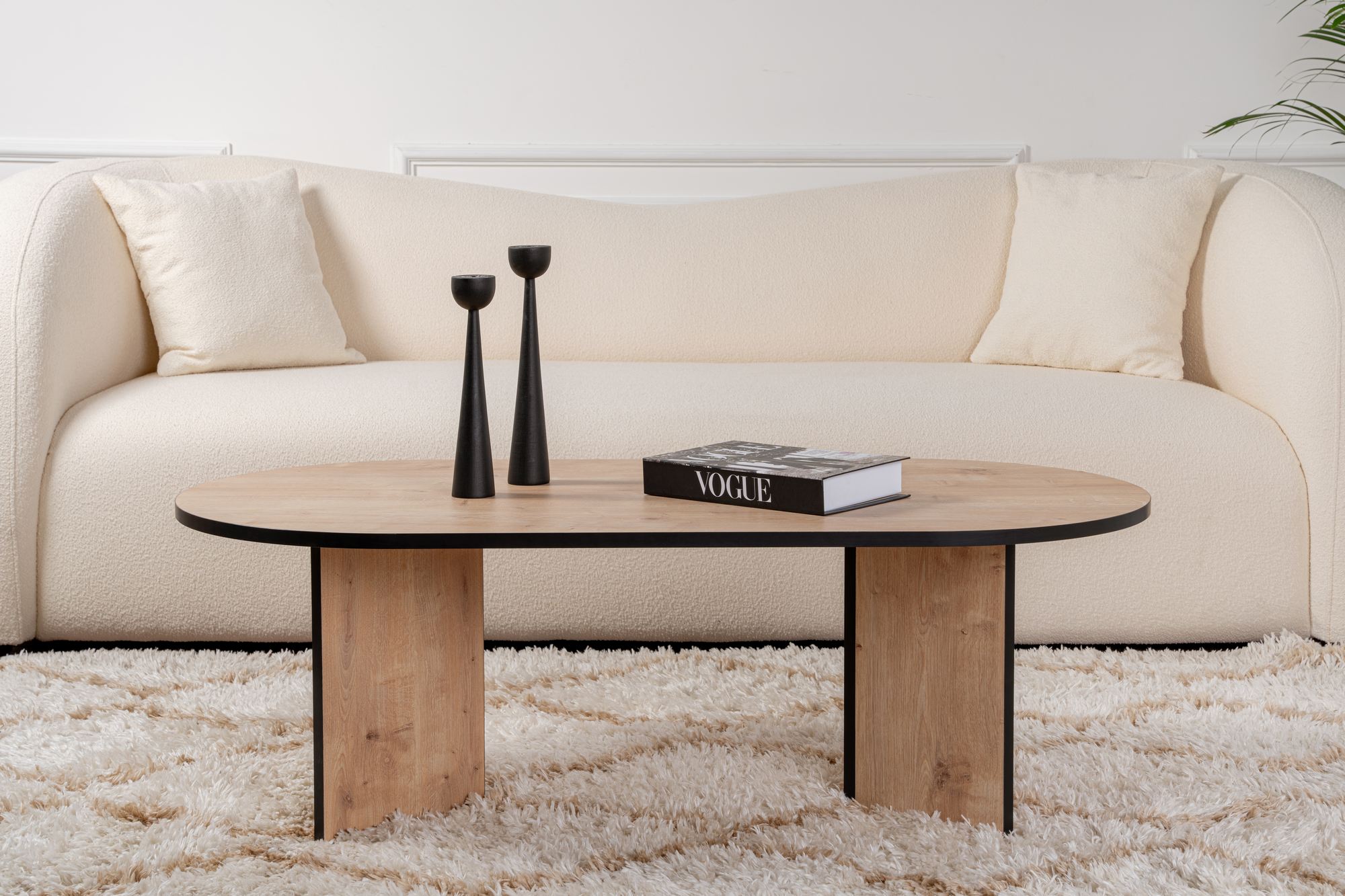 Masa de cafea, Hanah Home, pal melaminat, stejar safir si negru, 119x60x40 cm — imaginea 8