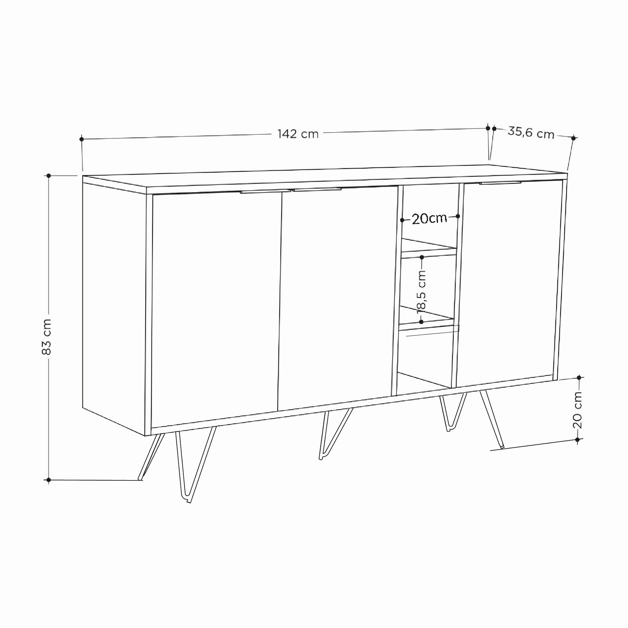 Consola, Hanah Home, panou de particule melaminat, gresie si stejar, 142x35,6x83 cm — imaginea 4