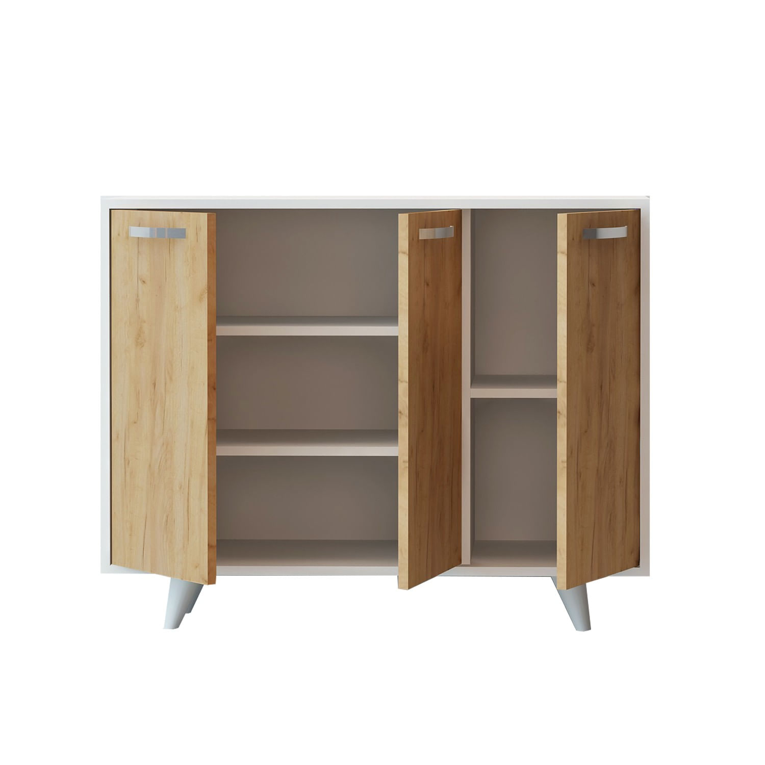 Dulap multifunctional, Hanah Home, PAL melaminat, stejar si alb, 100x35x82 cm — imaginea 2