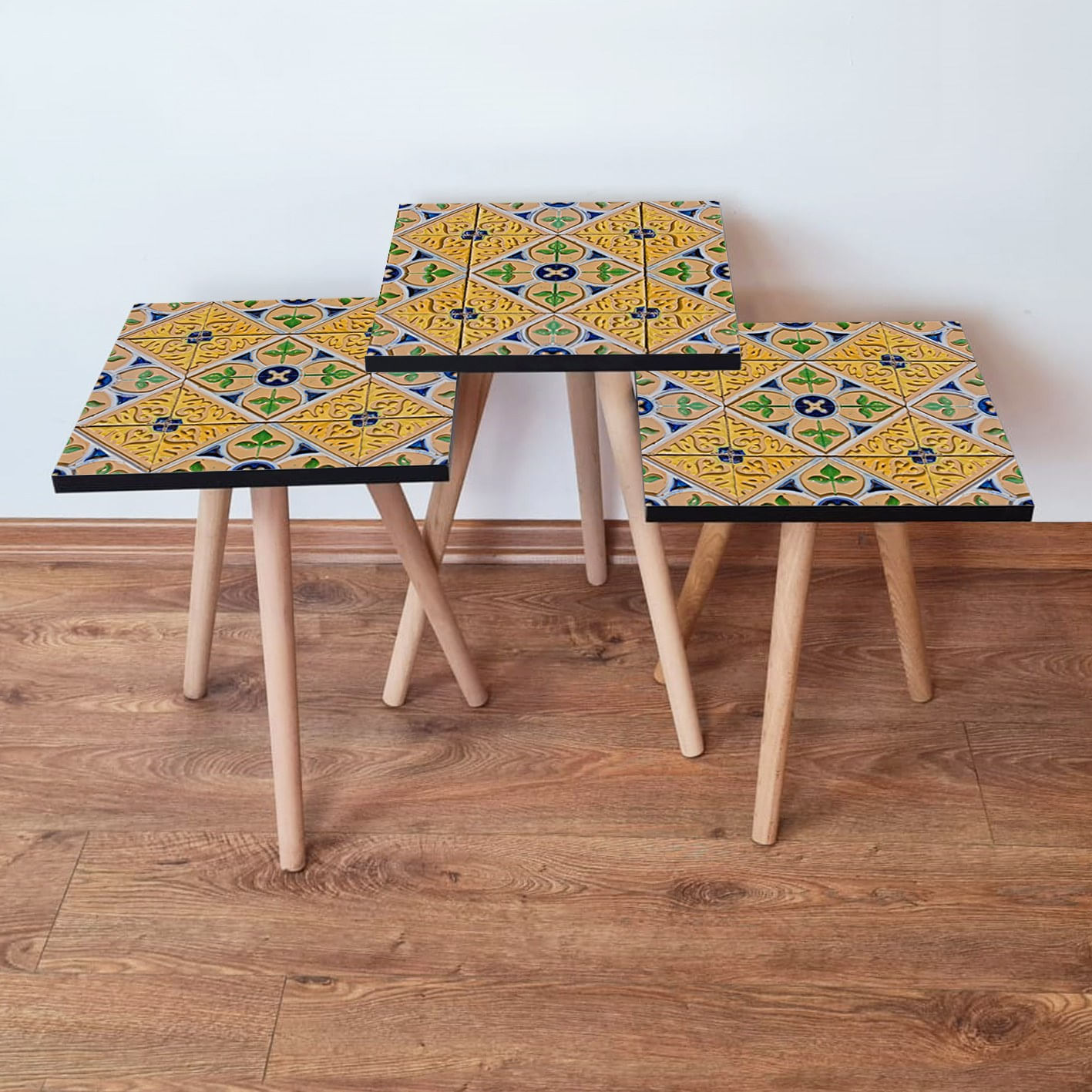 Set masute de cafea, Hanah Home, mdf, multicolor, 3 piese, 481LNA3120