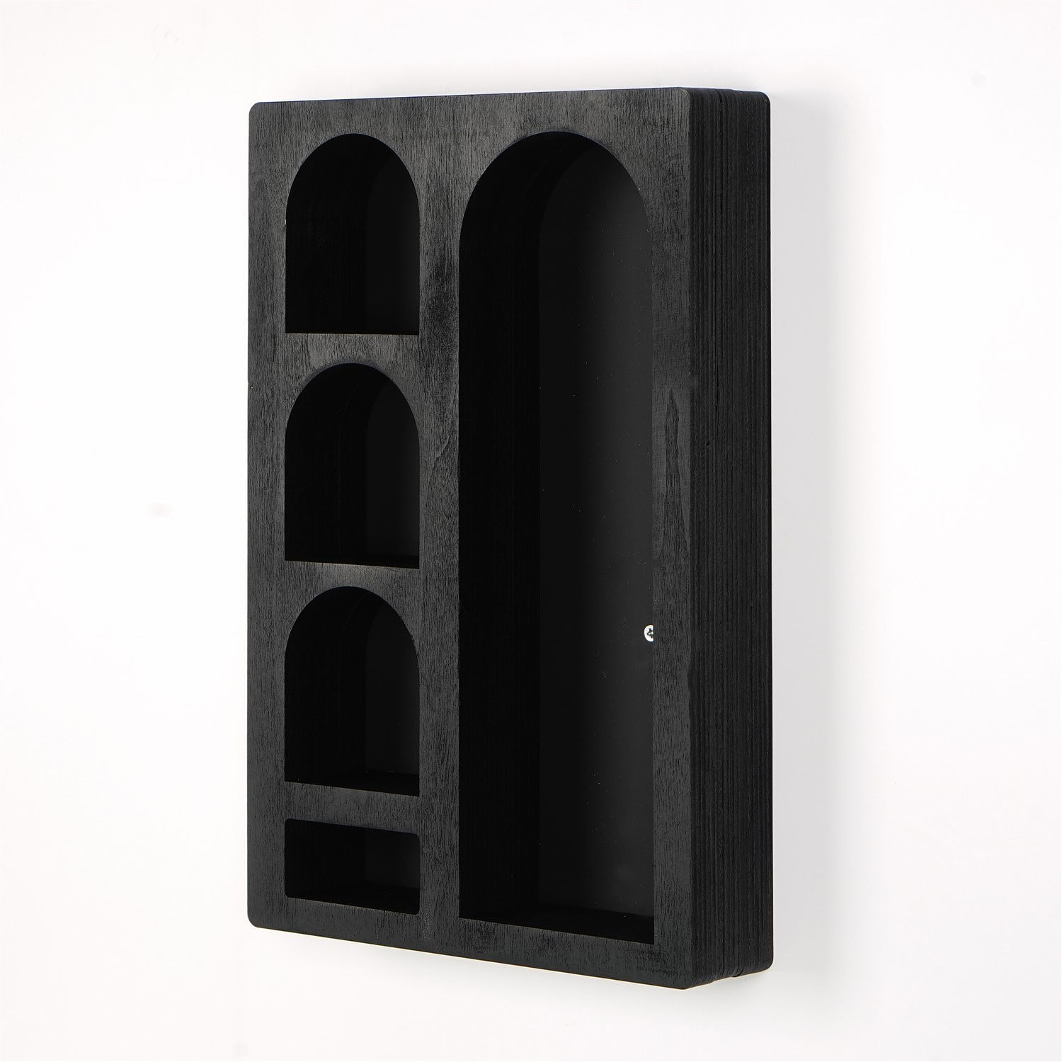 Raft de perete, Hanah Home, lemn masiv, negru, 26x40x6 cm — imaginea 3