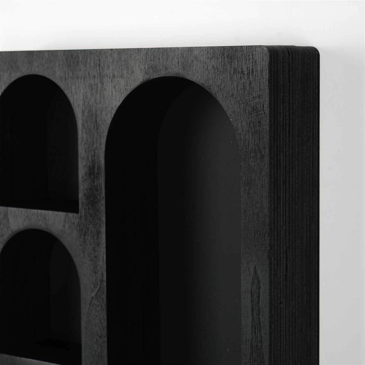Raft de perete, Hanah Home, lemn masiv, negru, 26x40x6 cm — imaginea 5