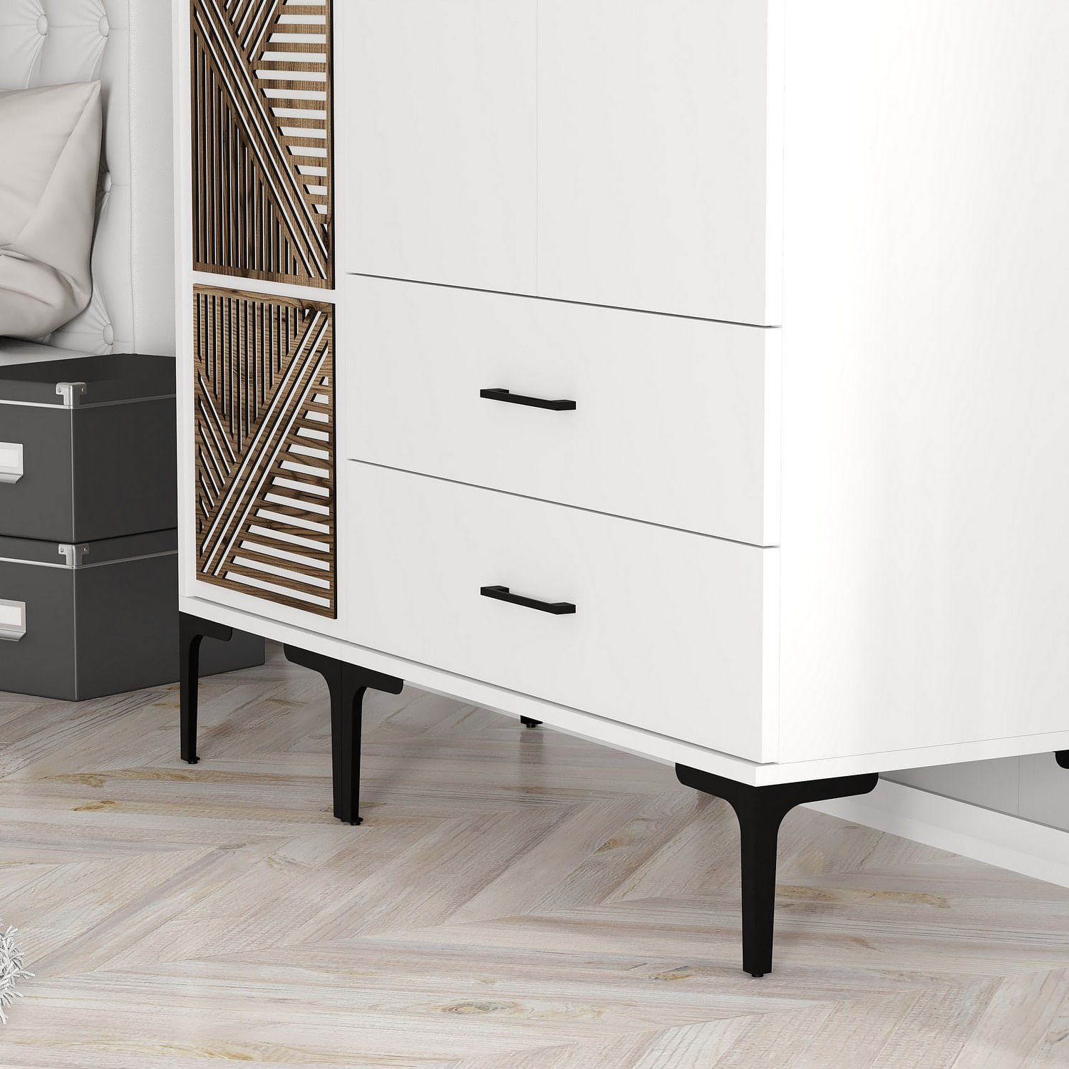 Sifonier, Hanah Home, pal melaminat, alb, 120x47.5x201.4 cm, 845HCT5453 — imaginea 2