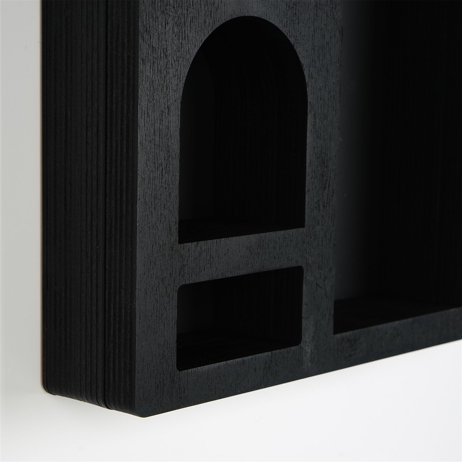 Raft de perete, Hanah Home, lemn masiv, negru, 26x40x6 cm — imaginea 8