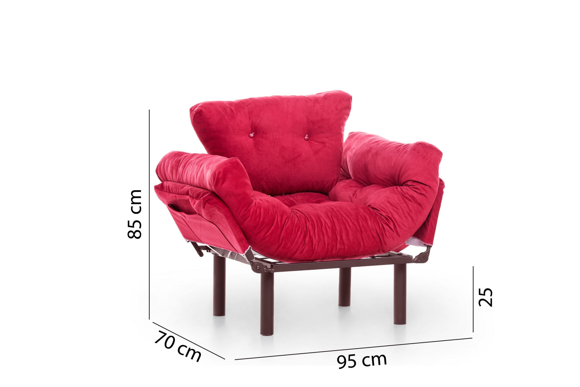 Fotoliu, Atelier Del Sofa, metal, poliester, maro, 95x85x70 cm — imaginea 3