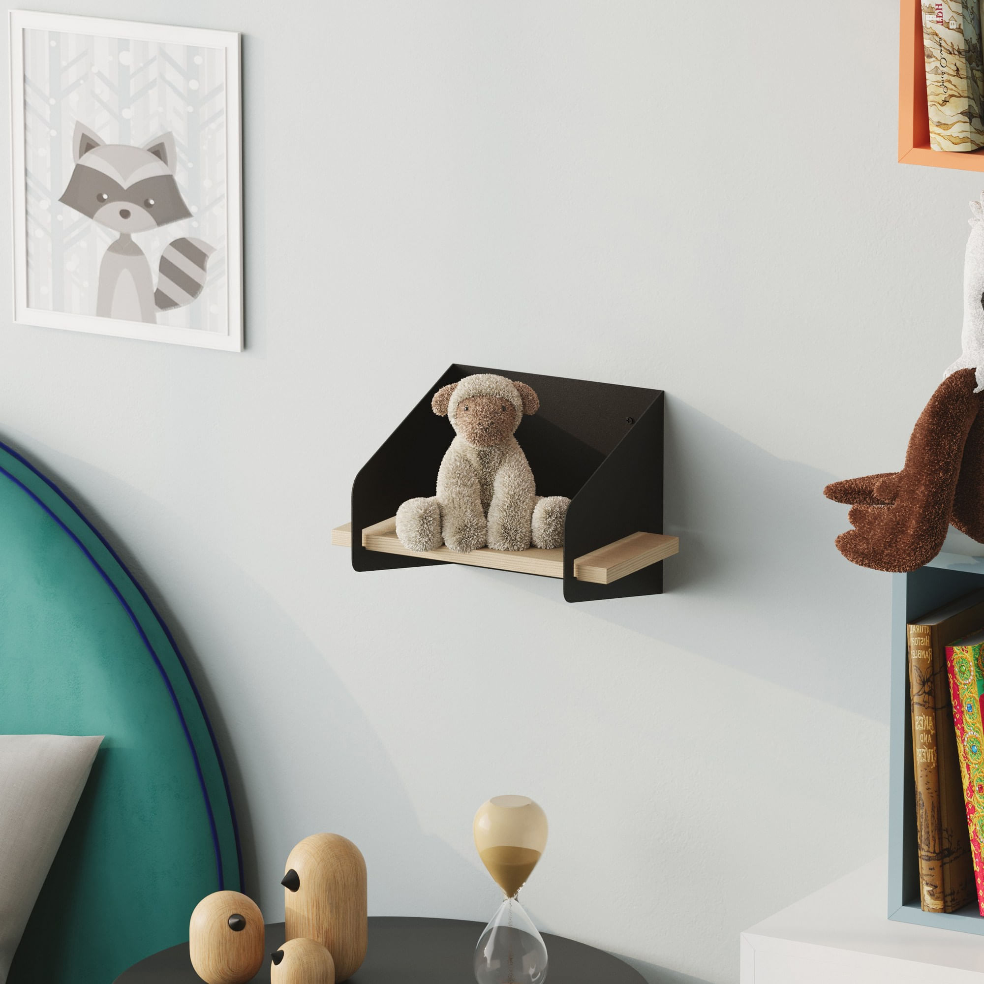 Raft de perete, Hanah Home, lemn, negru, 30x20x19 cm — imaginea 2