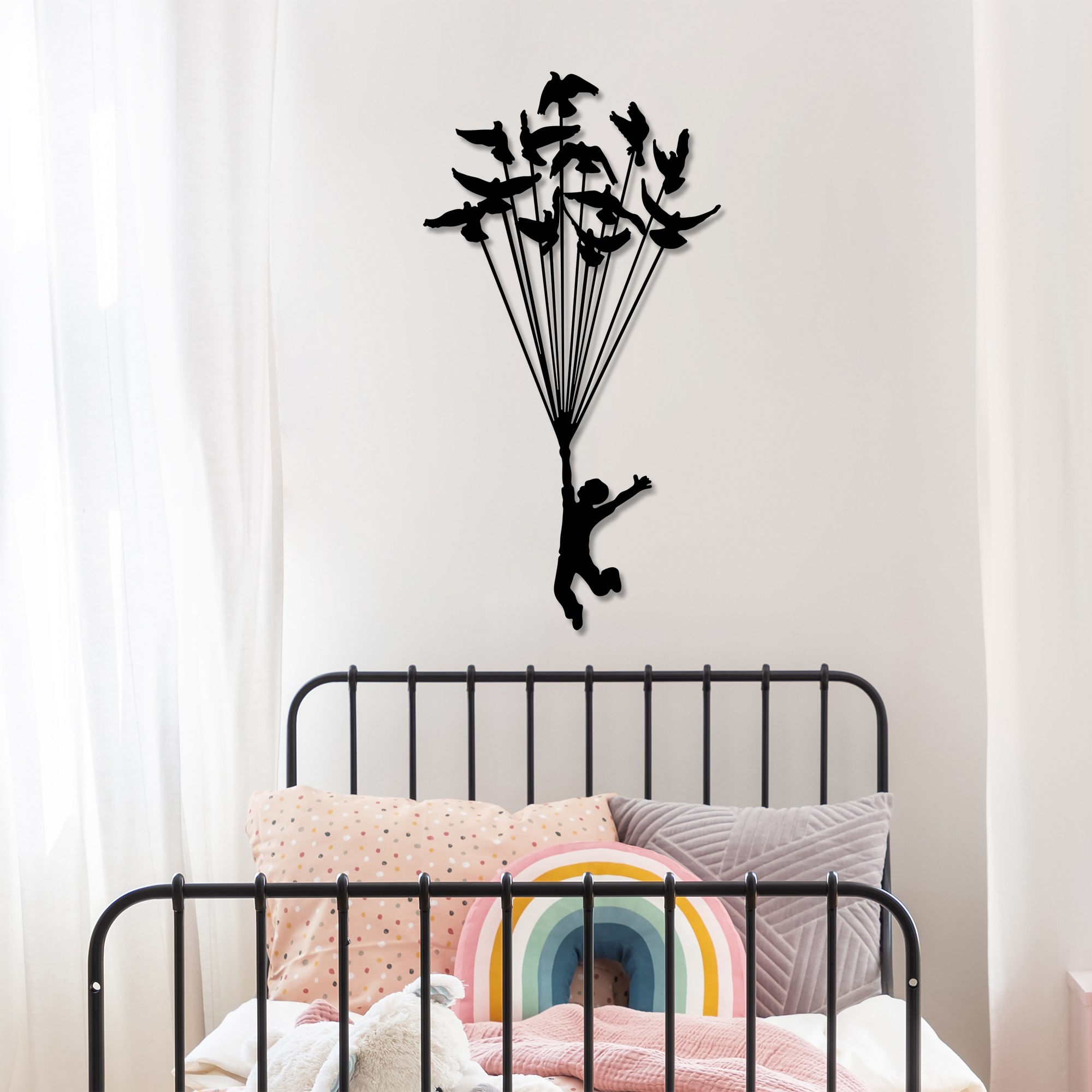 Accesoriu decorativ de perete, Wallxpert, metal, negru, 45x85 cm