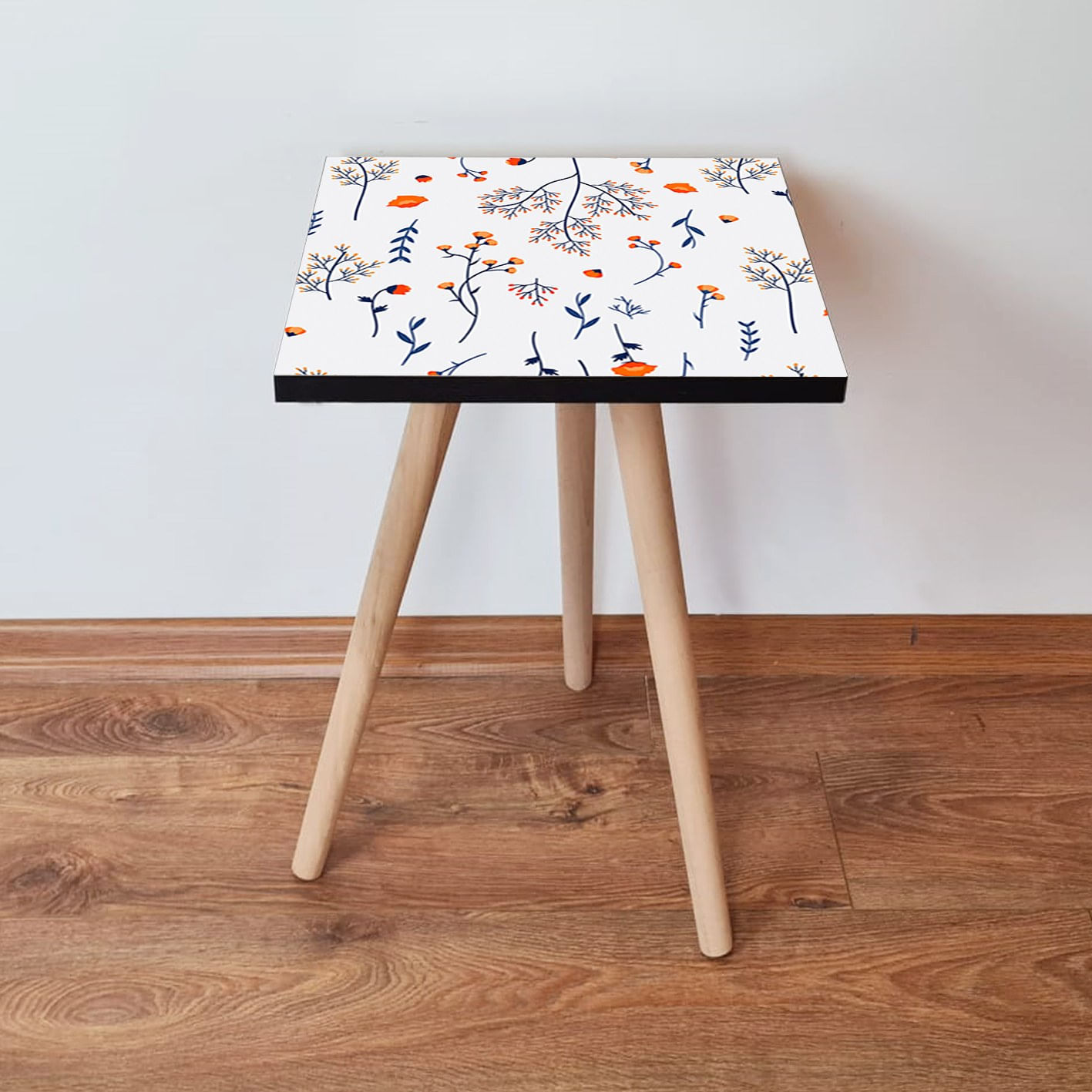 Masuta laterala, Hanah Home, mdf, alb, albastru marin, portocaliu, 35x35x42 cm