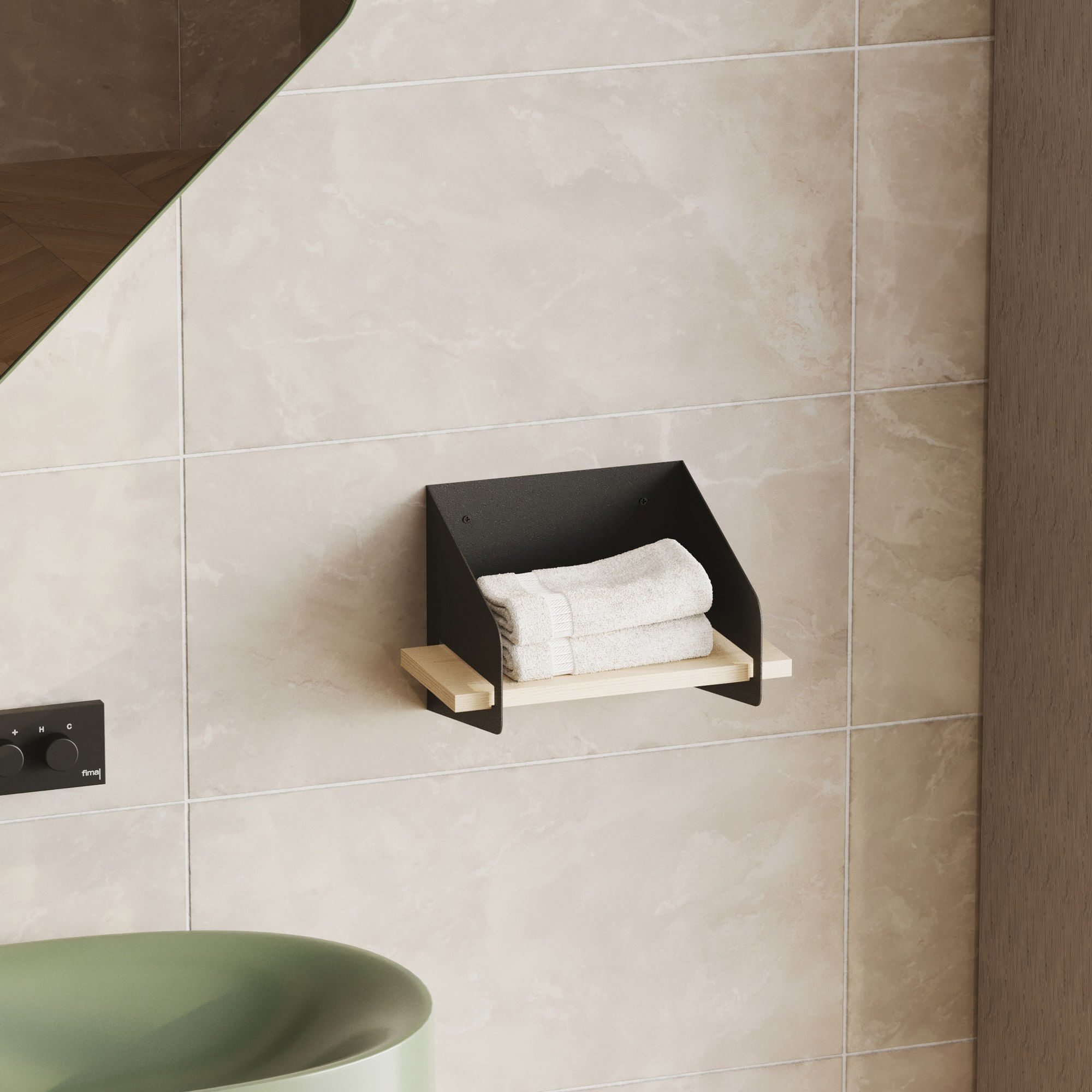 Raft de perete, Hanah Home, lemn, negru, 30x20x19 cm — imaginea 5