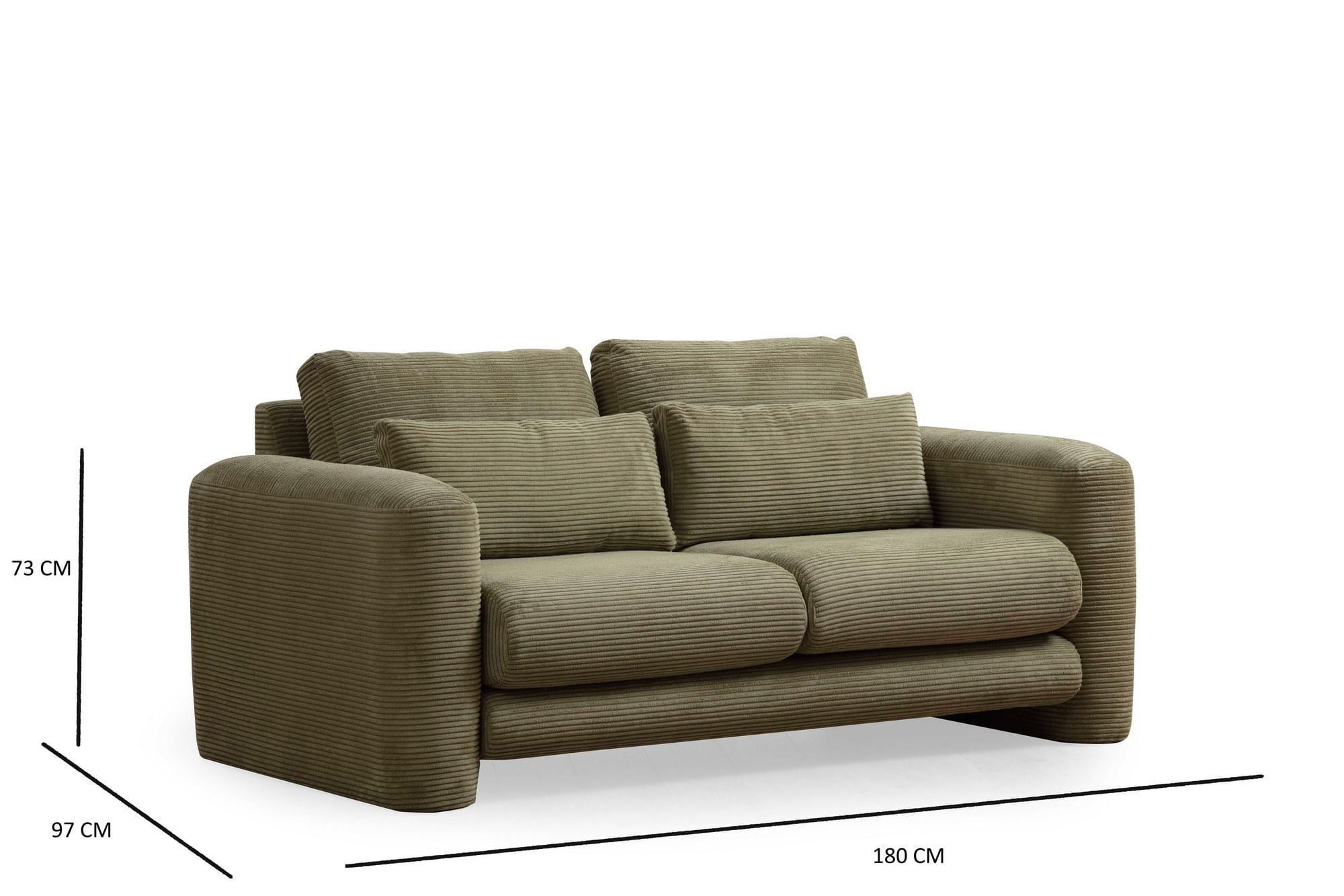 Canapea 2 locuri, Atelier Del Sofa, lemn de fag si pal, verde, 180x97x73 cm — imaginea 2