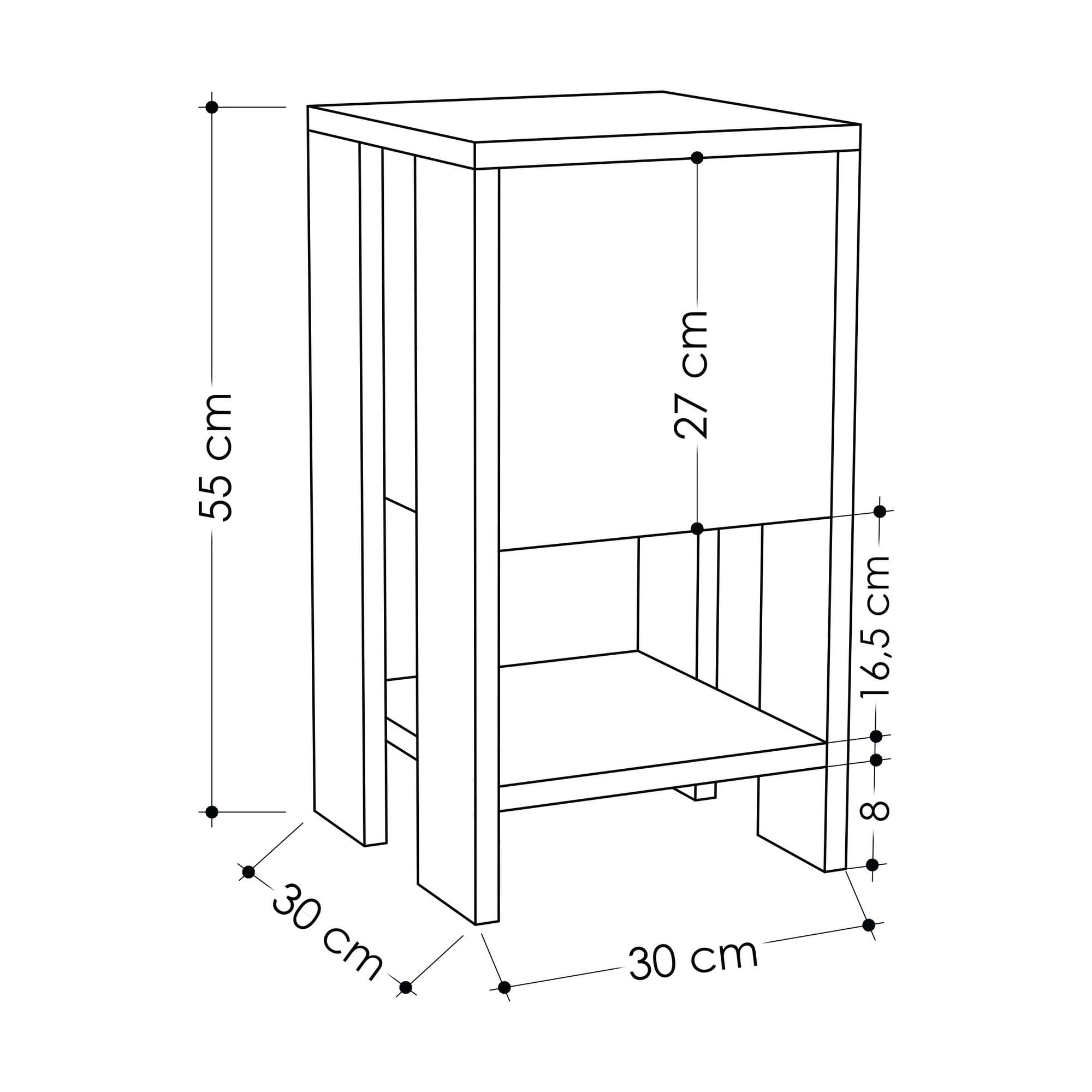 Noptiera, Hanah Home, pal melaminat, travertin, 30x30x55 cm, 776HMS3440