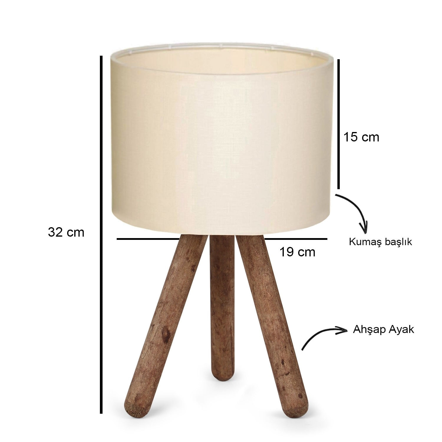 Veioza, Opviq, lemn, crem, 19x15 cm, inaltime 32 cm - 1 | YEO