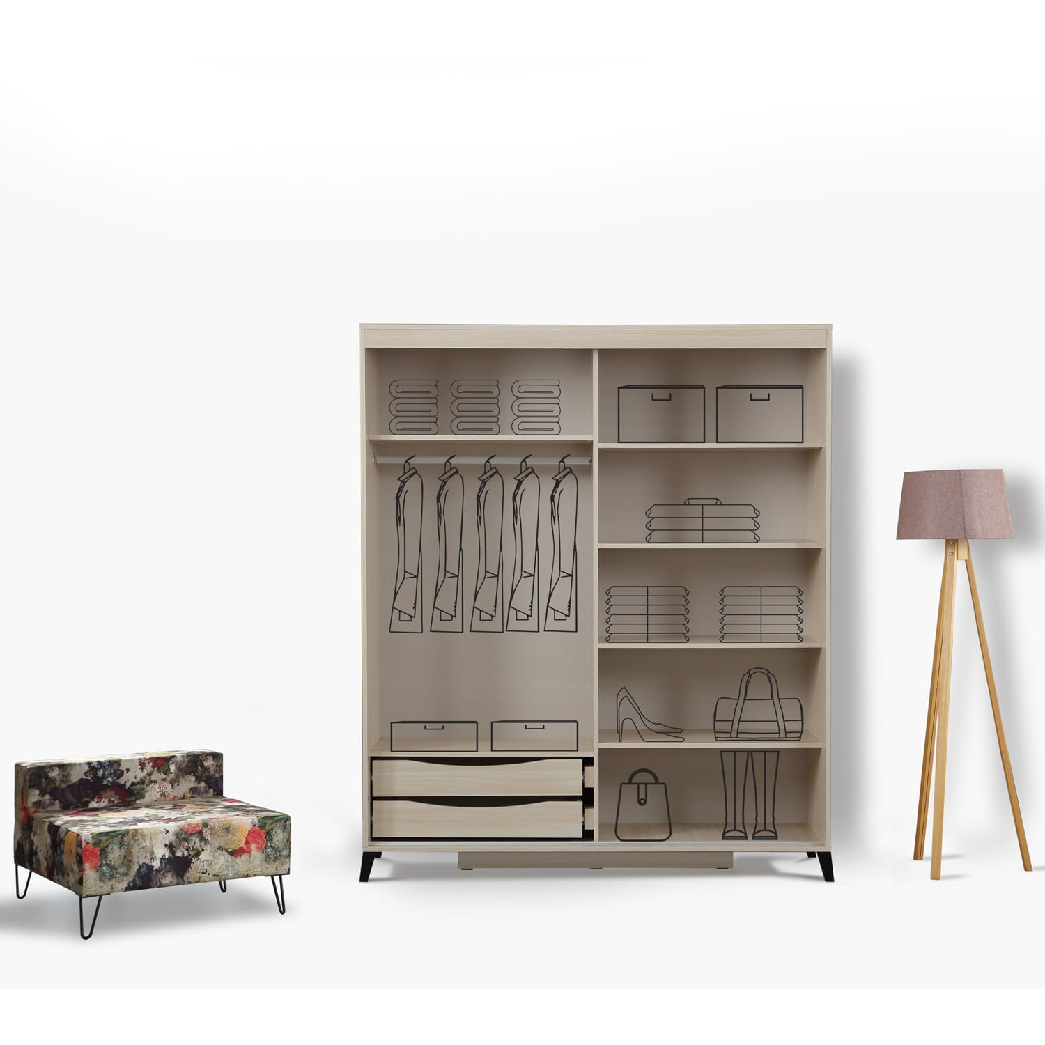 Sifonier, Hanah Home, pal melaminat, stejar, 180x60x216 cm — imaginea 7