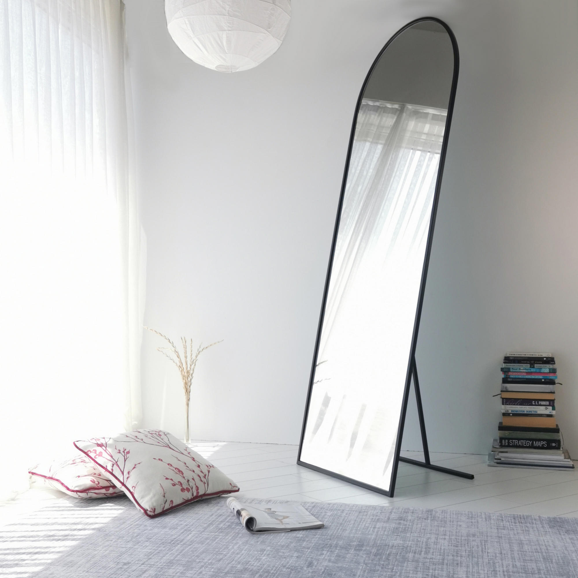 Oglinda de podea, Hanah Home, metal, negru mat, 65x180 cm