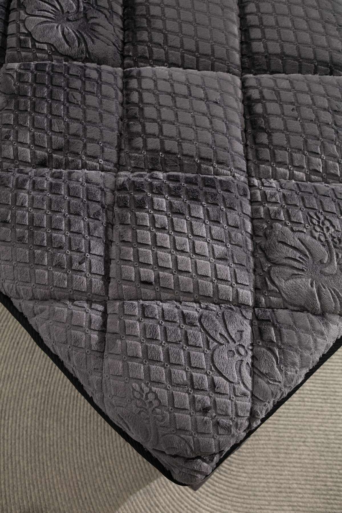 Saltea, Hanah Home, 100% poliester, gri inchis, 140x200 cm, 771MND1510
