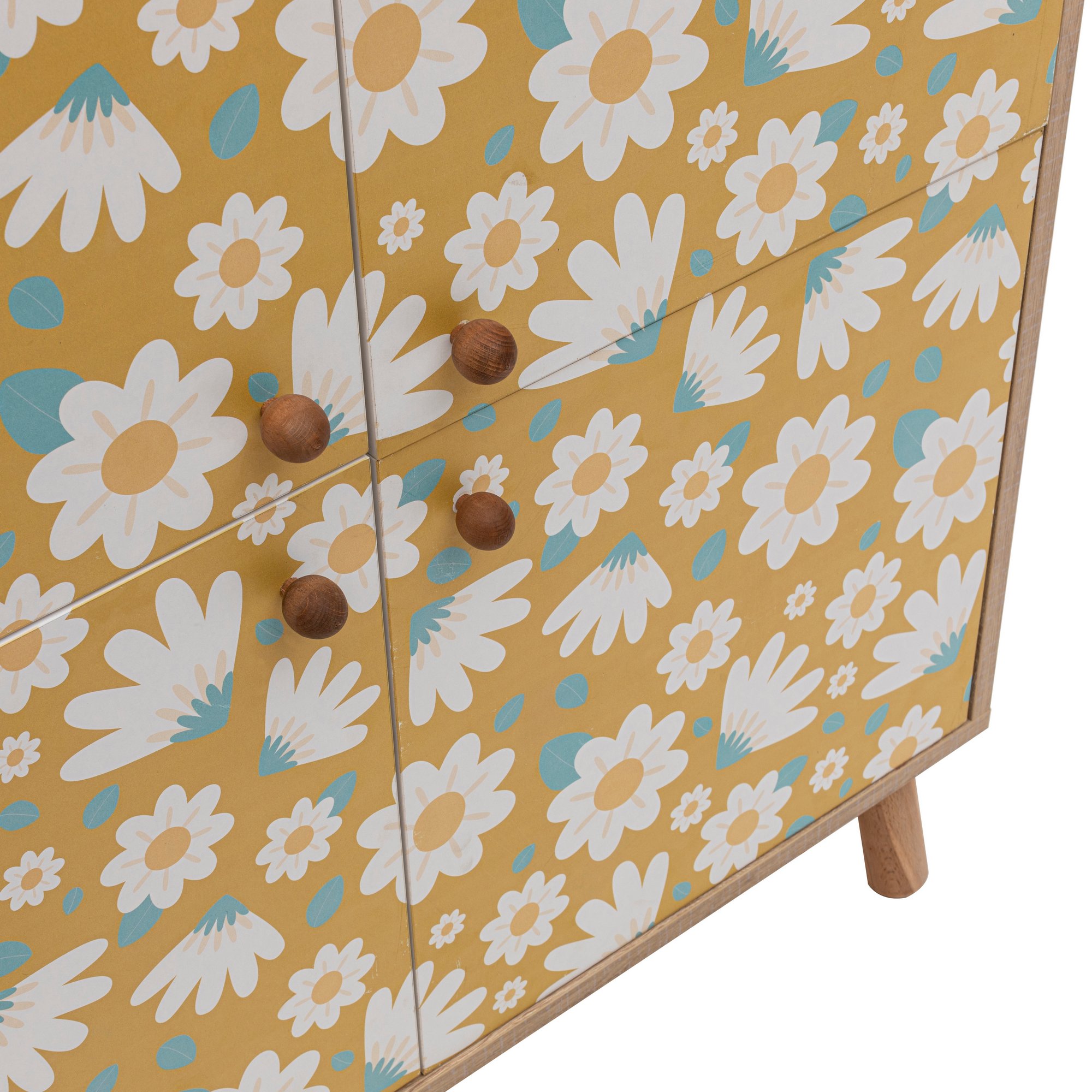 Dulap multifunctional, Hanah Home, pal melaminat, sonoma, galben, alb, 95x36x111 cm — imaginea 6