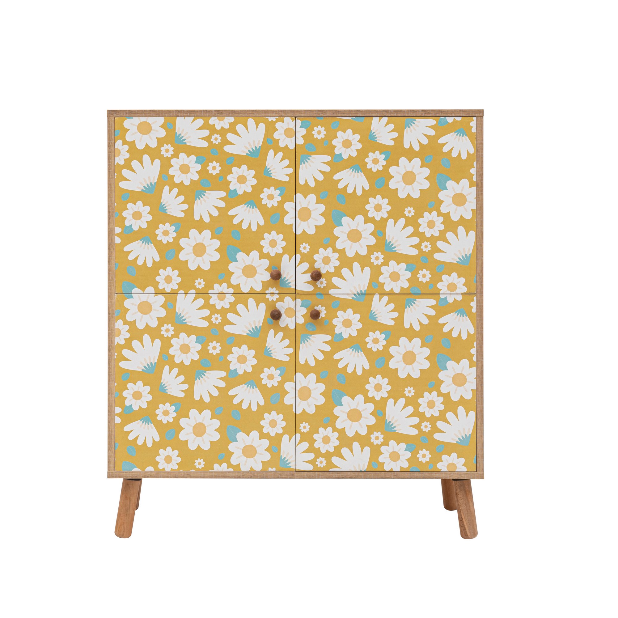 Dulap multifunctional, Hanah Home, pal melaminat, sonoma, galben, alb, 95x36x111 cm — imaginea 8
