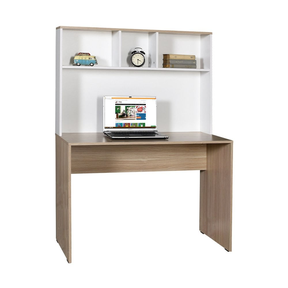 Birou de studiu, Hanah Home, pal melaminat, stejar si alb, 110x52x149 cm — imaginea 2