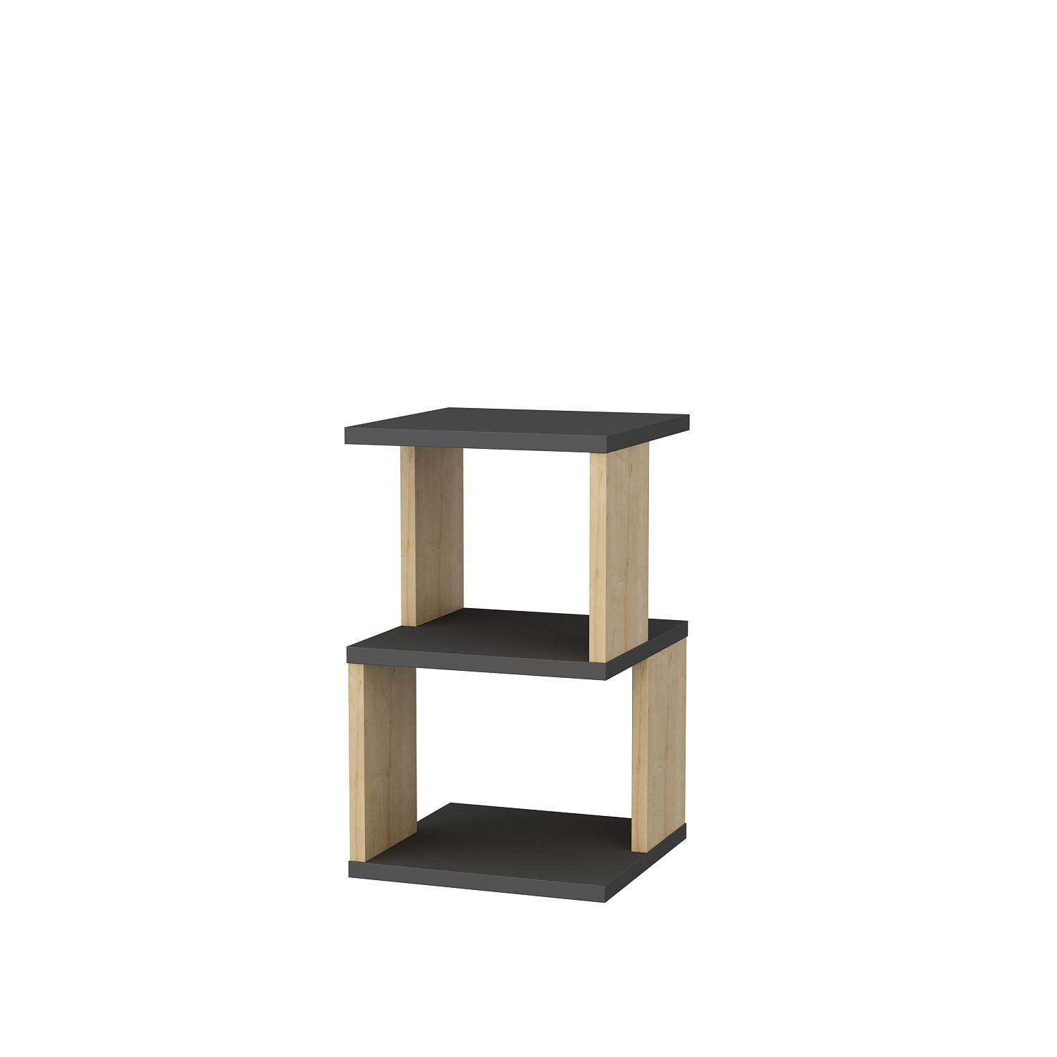 Noptiera, Hanah Home, pal melaminat, antracit si stejar, 29.6x29.6x49.4 cm — imaginea 3