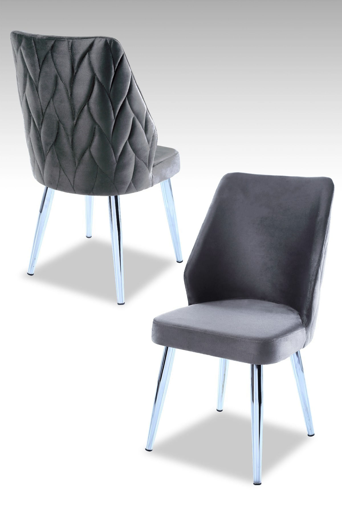 Set scaune, Hanah Home, melaminat, gri crom, 48x43x90 cm, 2 bucati