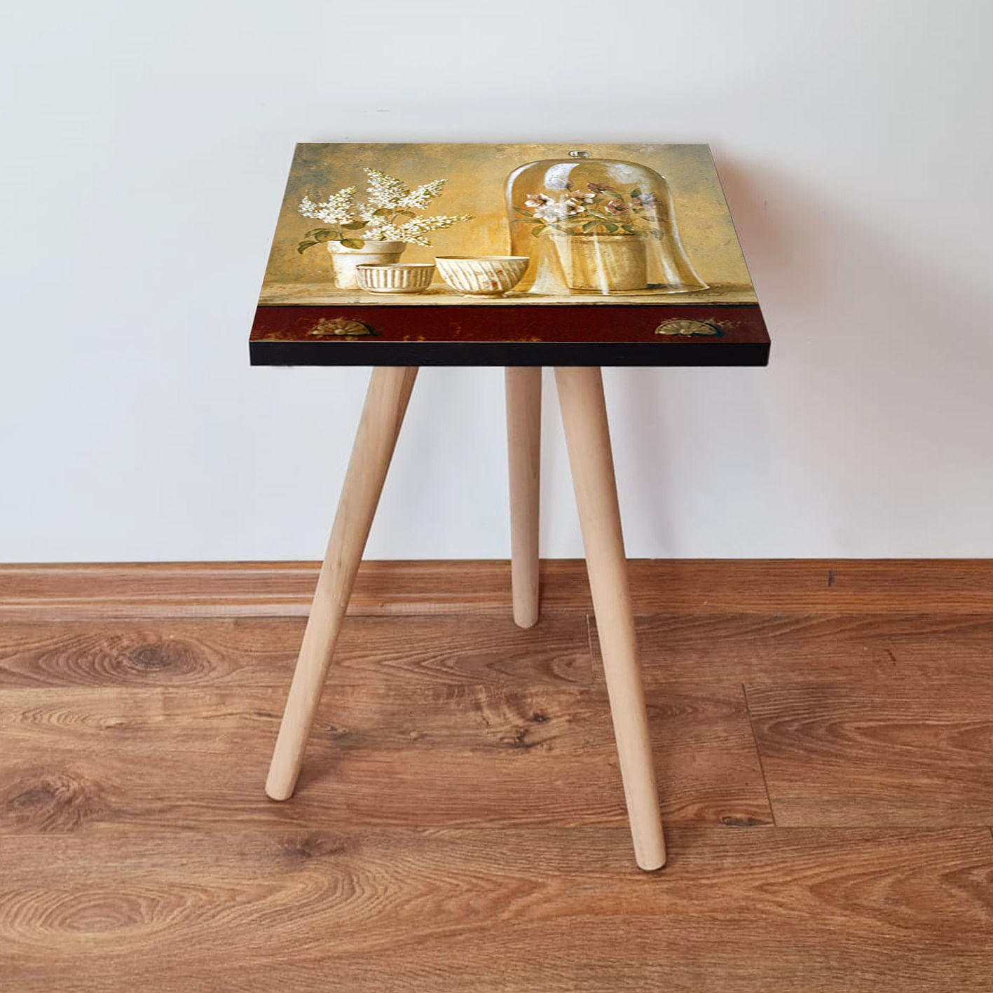 Masuta de cafea, Hanah Home, mdf, rosu, portocaliu, alb, verde, 35x35x42 cm