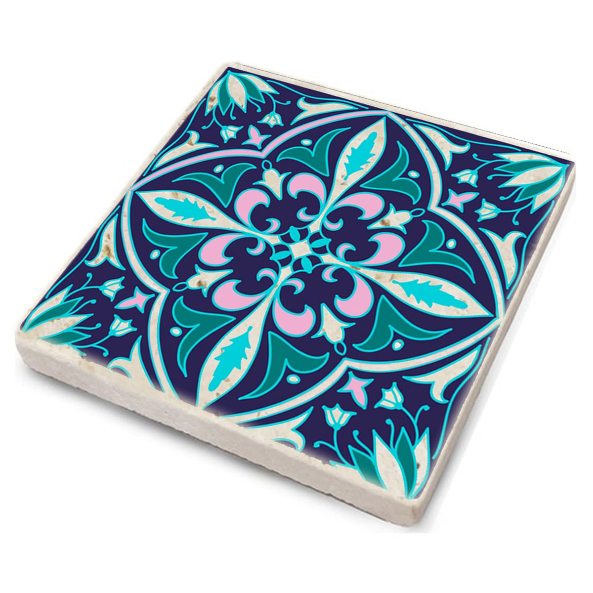 Set suporturi pentru pahare, Hermia, piatra naturala, multicolor, 10x10x1 cm, 4 bucati, 366TYR1163
