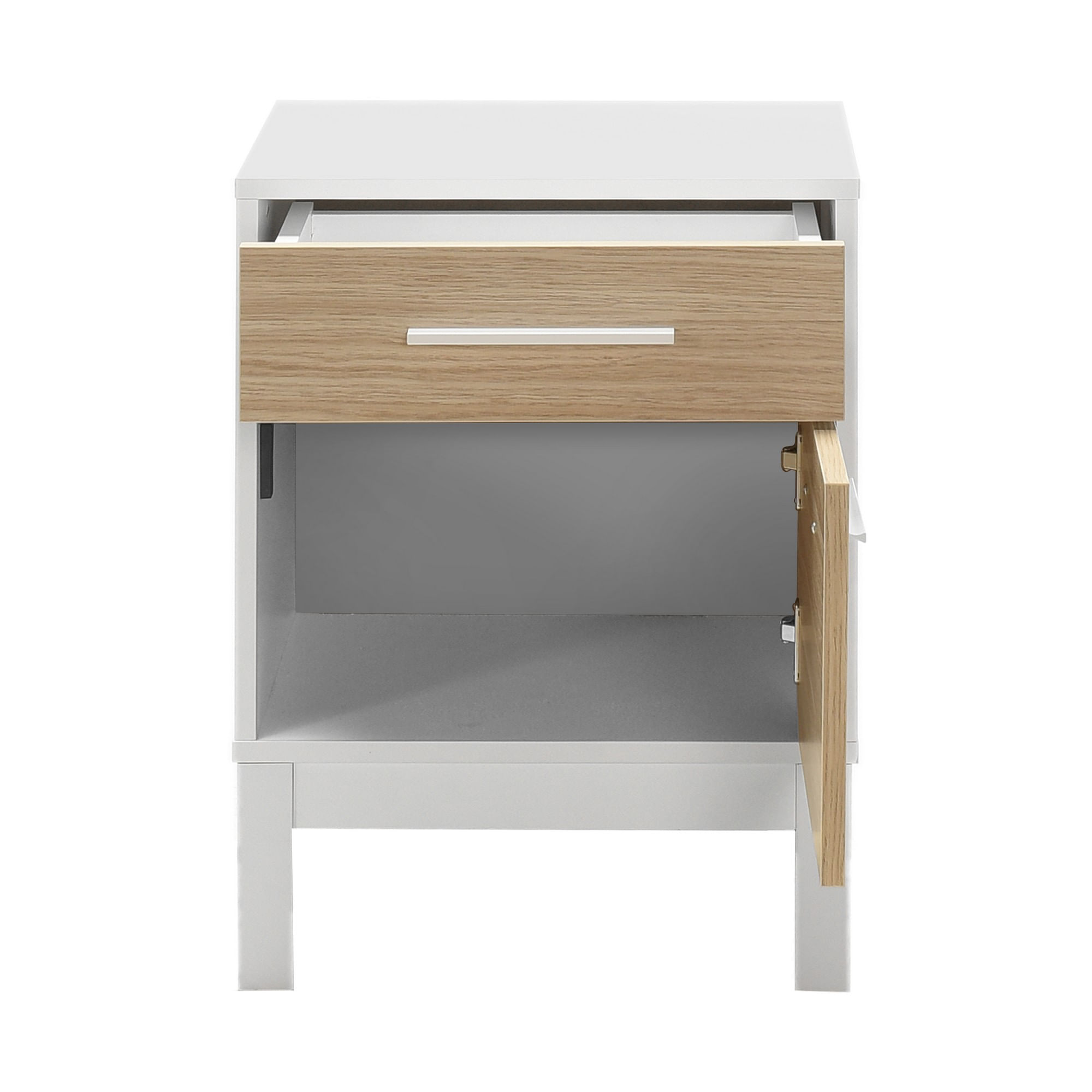 Noptiera, Hanah Home, pal melaminat, stejar si alb, 45x45x60 cm — imaginea 4