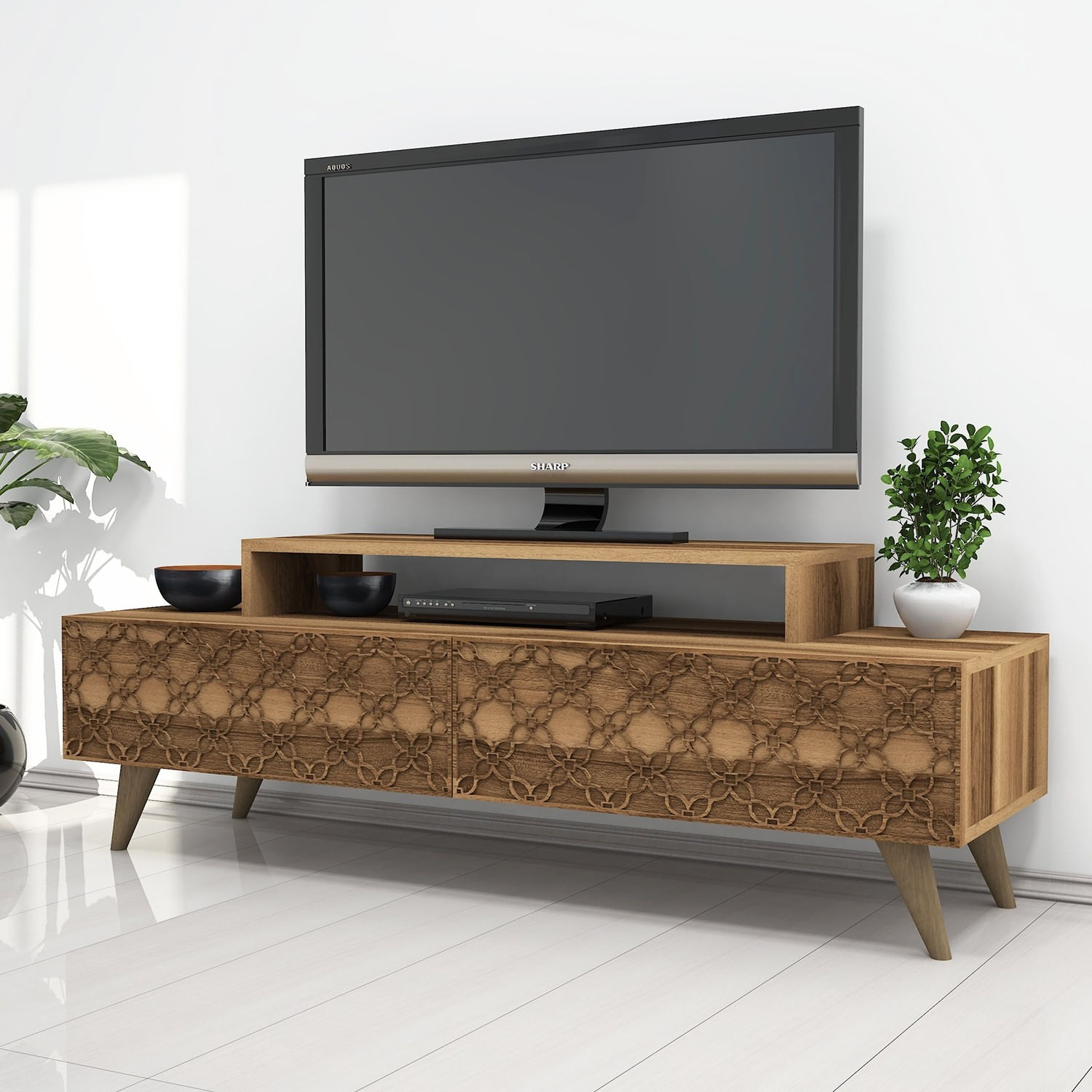 Comoda tv, Hanah Home, pal melaminat, nuc, 140x41.8x48.8 cm — imaginea 5