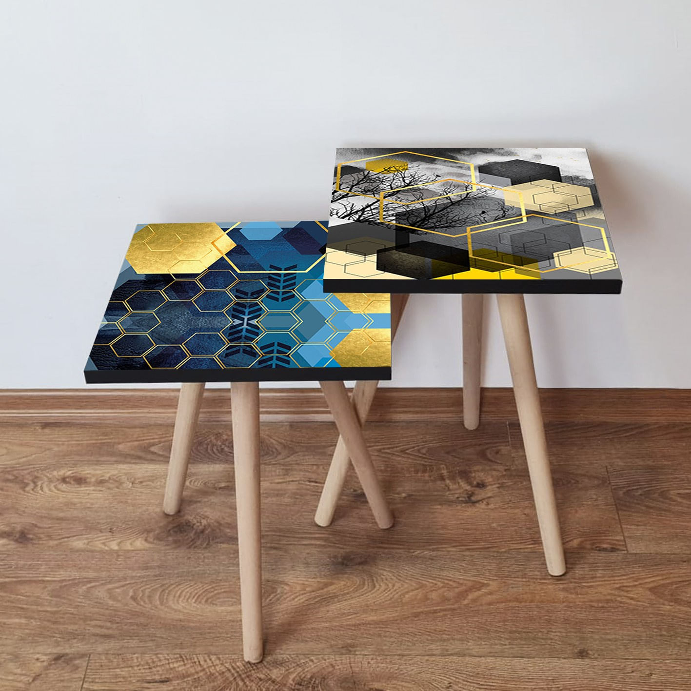 Set masute de cafea, Hanah Home, mdf, multicolor, 35x35x47 cm, 2 piese, 481LNA2280