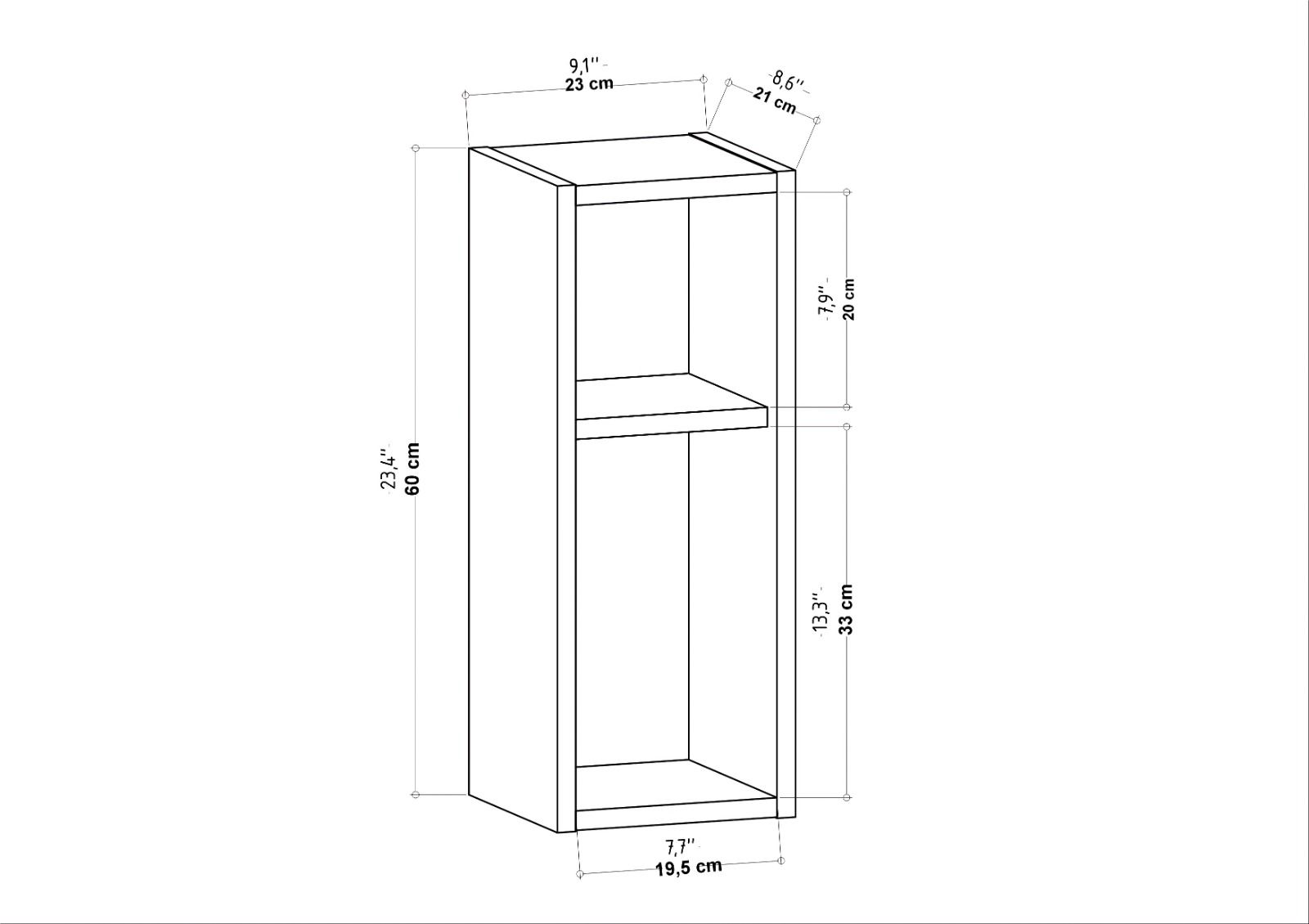 Noptiera, Hanah Home, pal melaminat, antracit, 23.2x22x59.6 cm