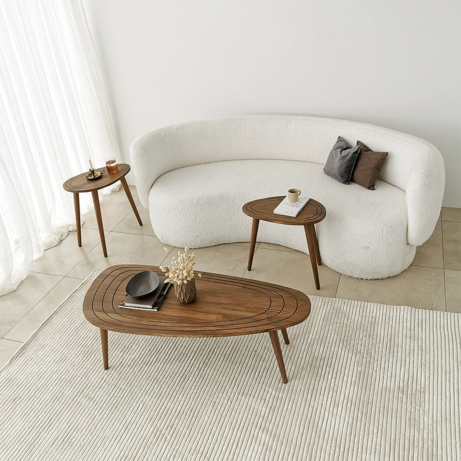 Masuta de cafea, Hanah Home, lemn masiv, nuc, 115x50x38 cm