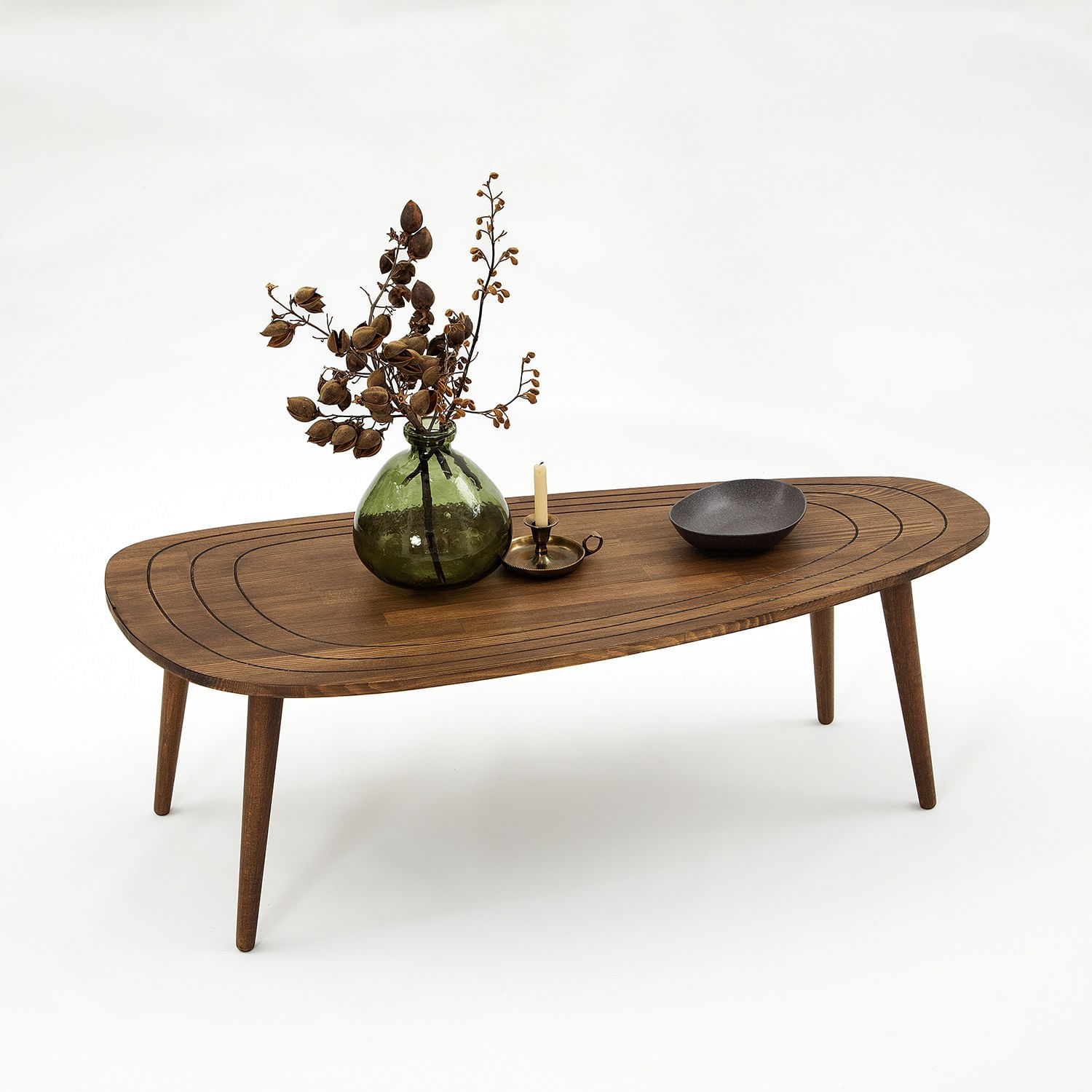 Masuta de cafea, Hanah Home, lemn masiv, nuc, 115x50x38 cm — imaginea 2