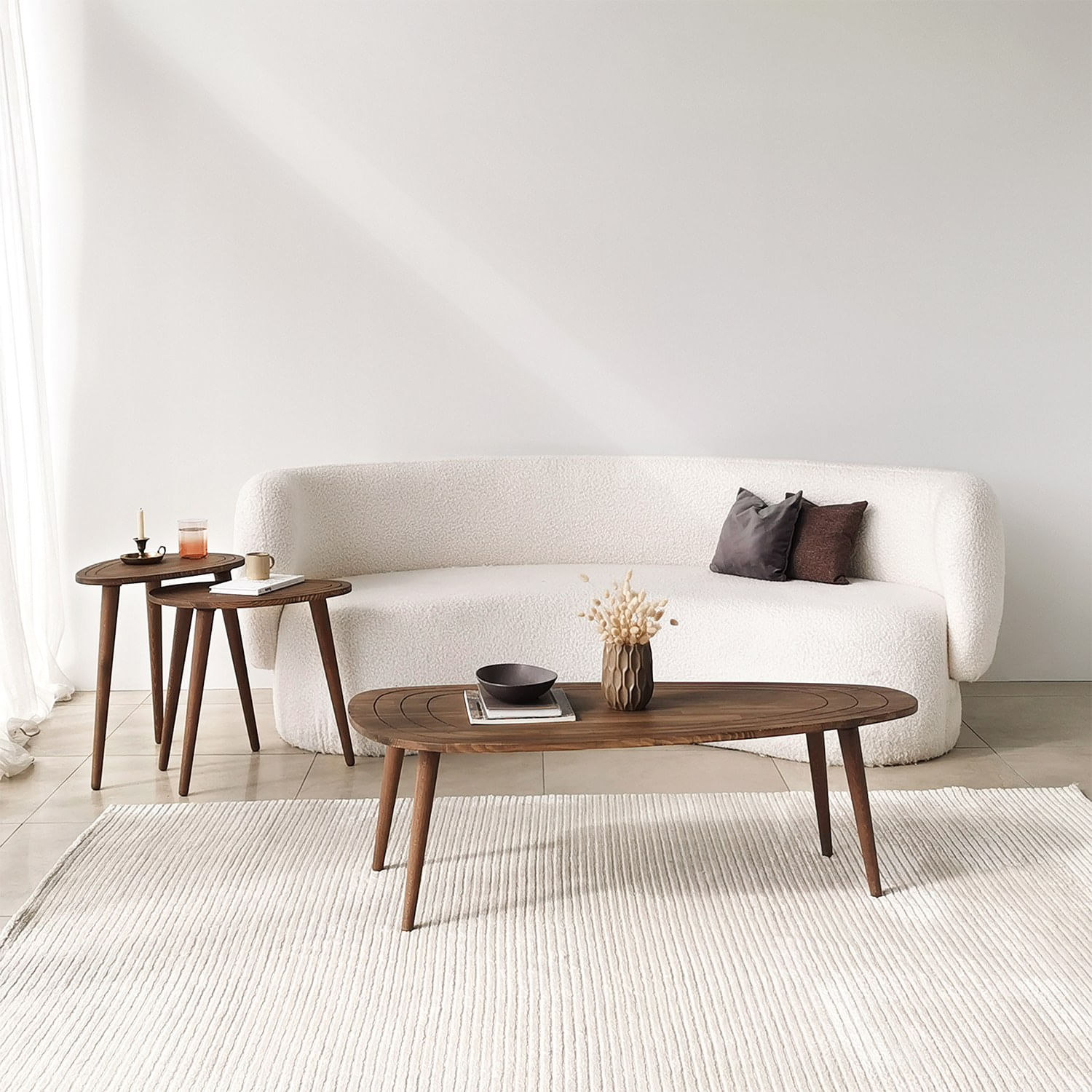 Masuta de cafea, Hanah Home, lemn masiv, nuc, 115x50x38 cm — imaginea 4