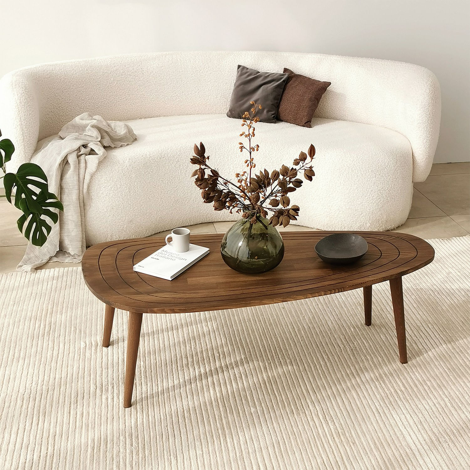 Masuta de cafea, Hanah Home, lemn masiv, nuc, 115x50x38 cm — imaginea 5