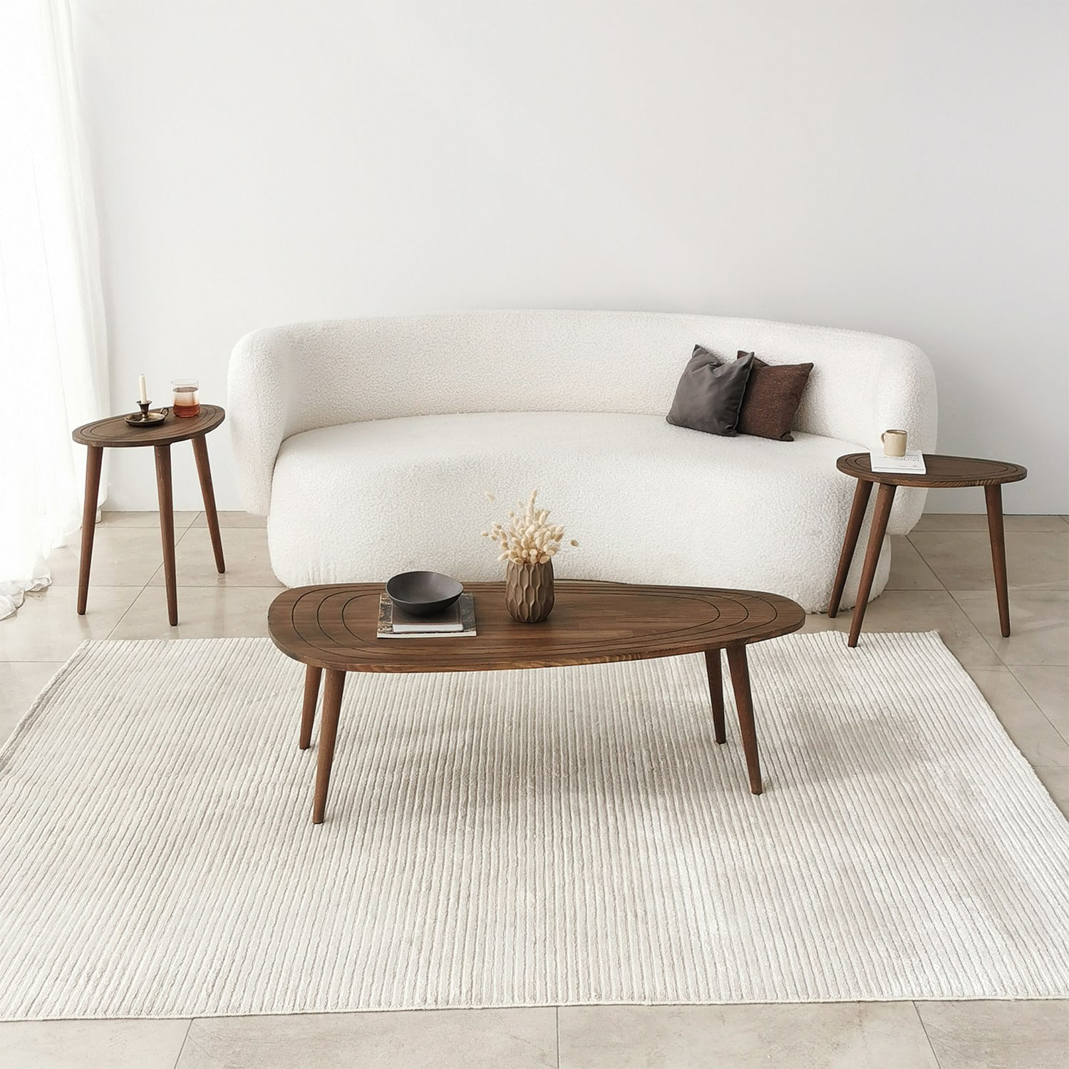 Masuta de cafea, Hanah Home, lemn masiv, nuc, 115x50x38 cm — imaginea 6