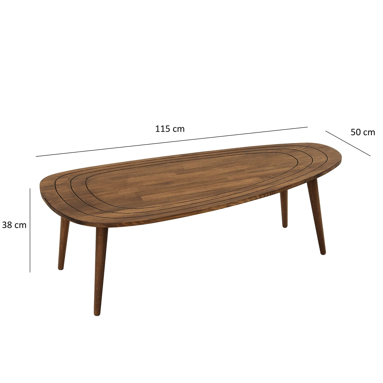 Masuta de cafea, Hanah Home, lemn masiv, nuc, 115x50x38 cm — imaginea 7