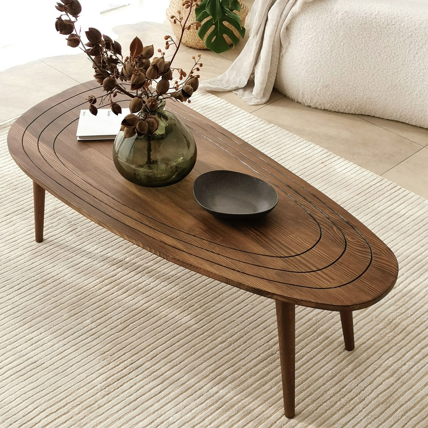 Masuta de cafea, Hanah Home, lemn masiv, nuc, 115x50x38 cm — imaginea 8