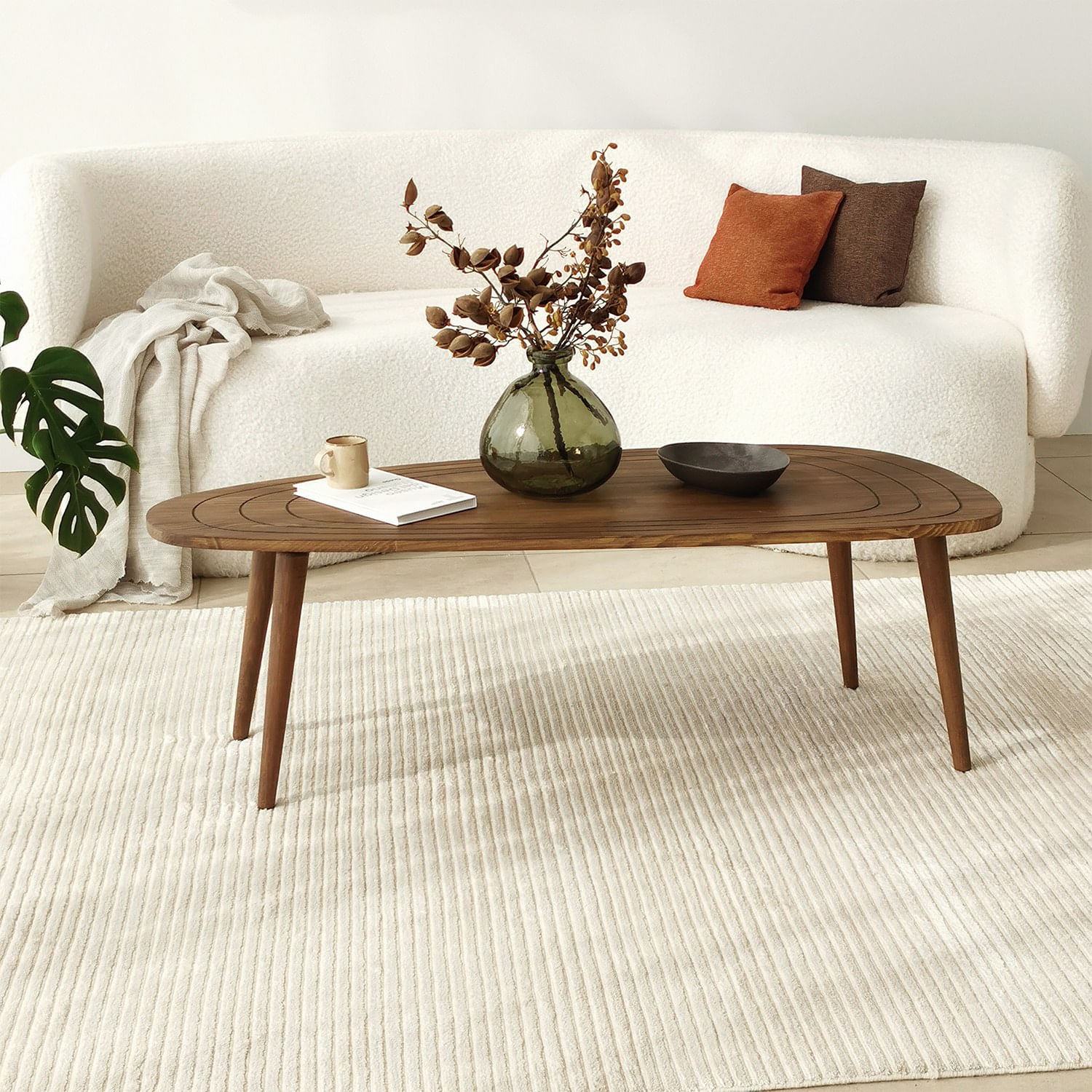 Masuta de cafea, Hanah Home, lemn masiv, nuc, 115x50x38 cm — imaginea 10