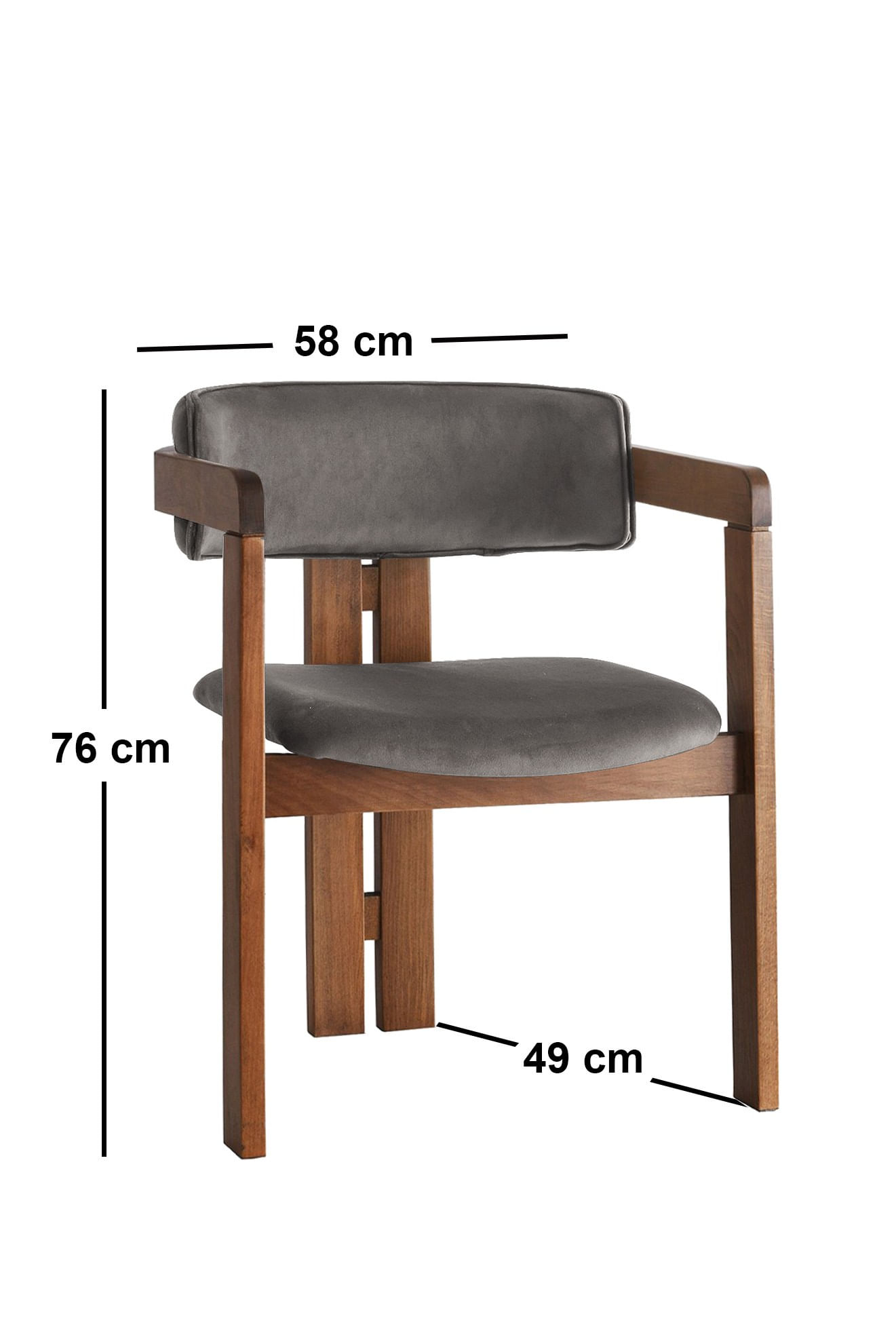 Fotoliu, Hanah Home, catifea, nuc si antracit, 58x76x49 cm — imaginea 2
