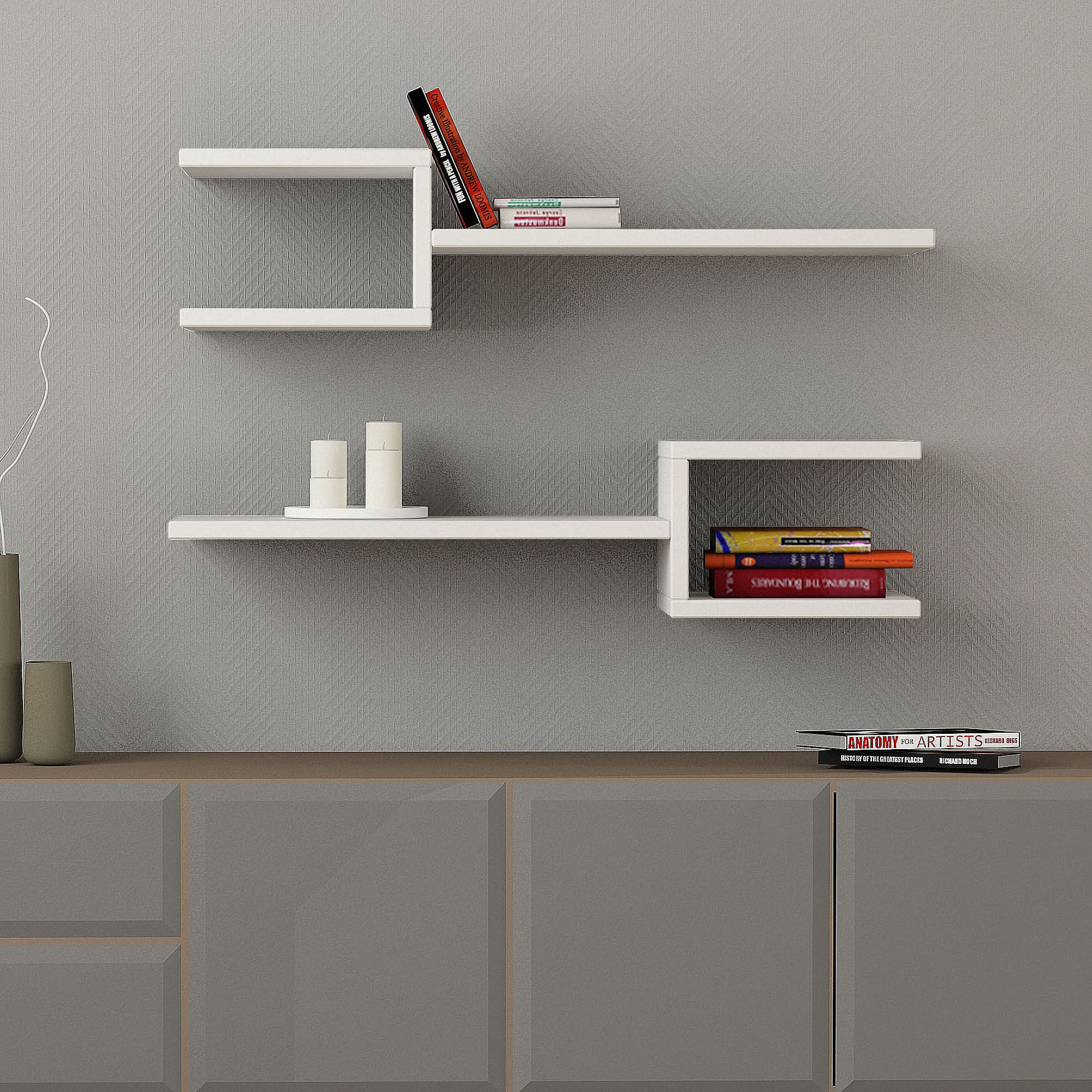 Raft de perete, Hanah Home, pal melaminat, alb, 75x22x17.5 cm — imaginea 3