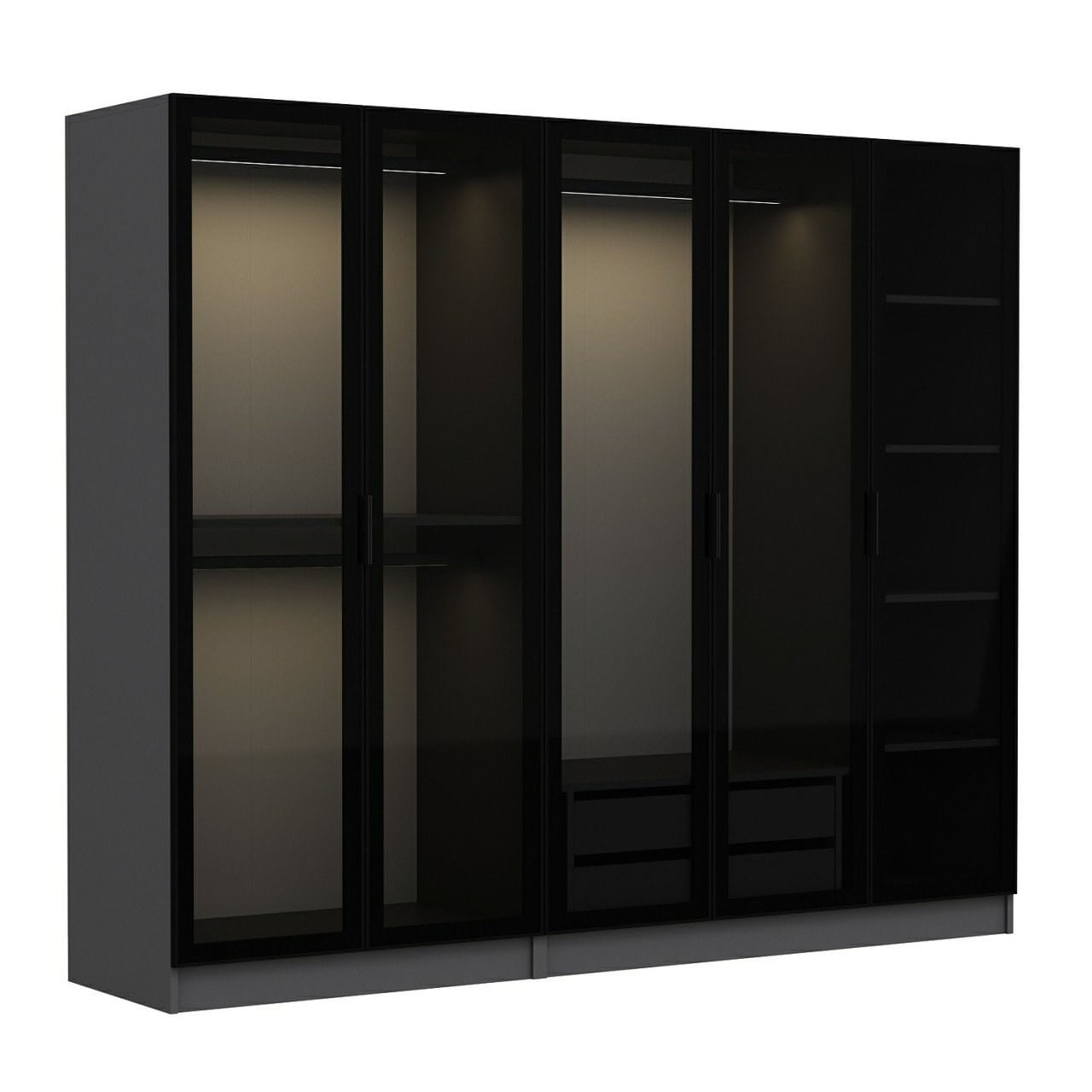 Sifonier, Hanah Home, panou de particule acoperit cu melamina, antracit si negru, 225x52x190 cm