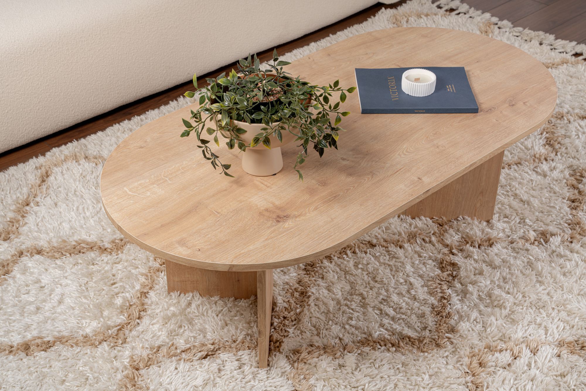 Masuta de cafea, Hanah Home, pal melaminat, stejar safir, 119x60x40 cm - 3 | YEO