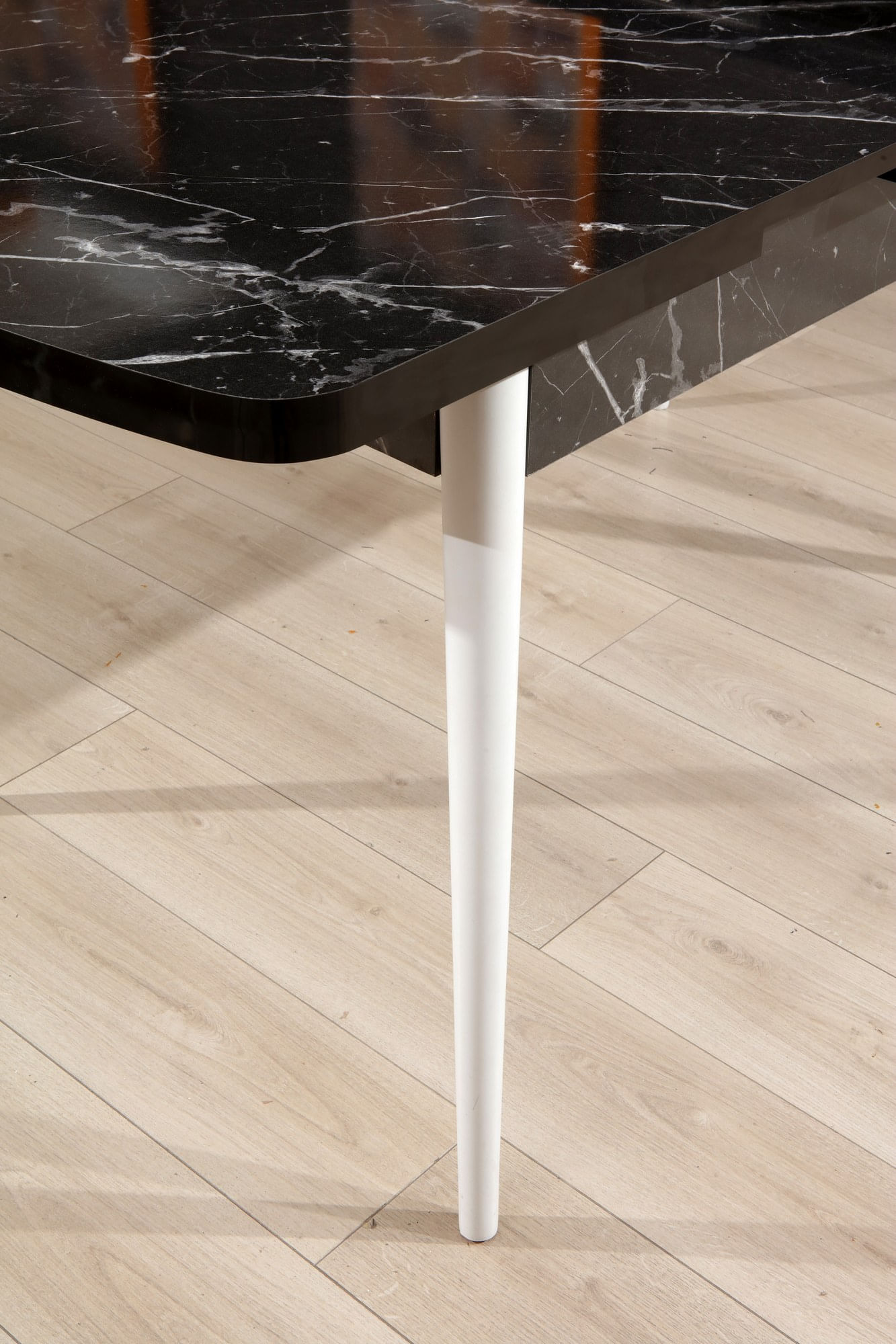 Masa extensibila, Hanah Home, panou aglomerat melaminat, alb-negru, 132x79x76.5 cm — imaginea 2