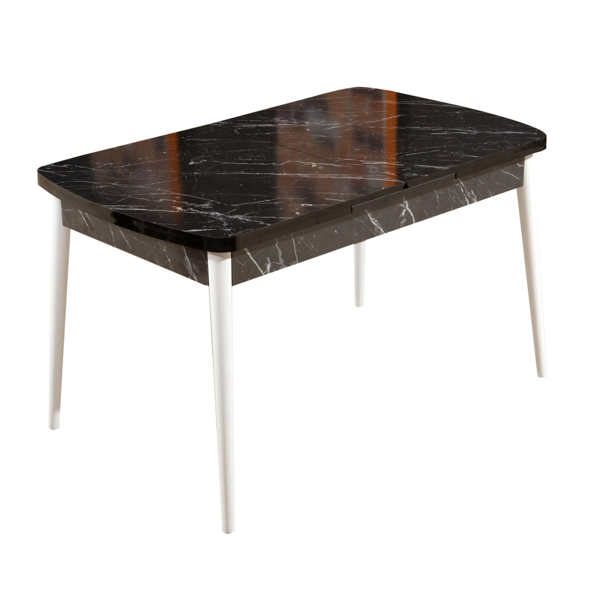 Masa extensibila, Hanah Home, panou aglomerat melaminat, alb-negru, 132x79x76.5 cm — imaginea 4